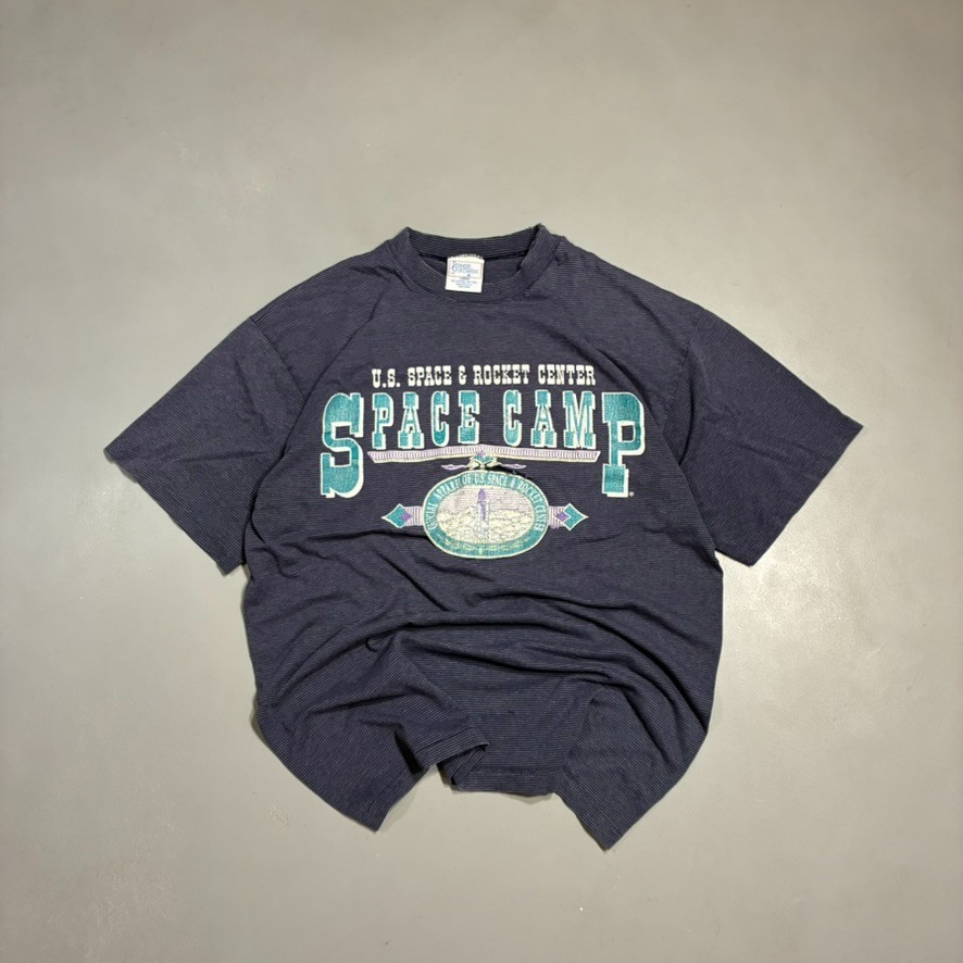 Vintage 90s Space Camp US Space Rocket Center T Shirt Mens L Navy NASA Single