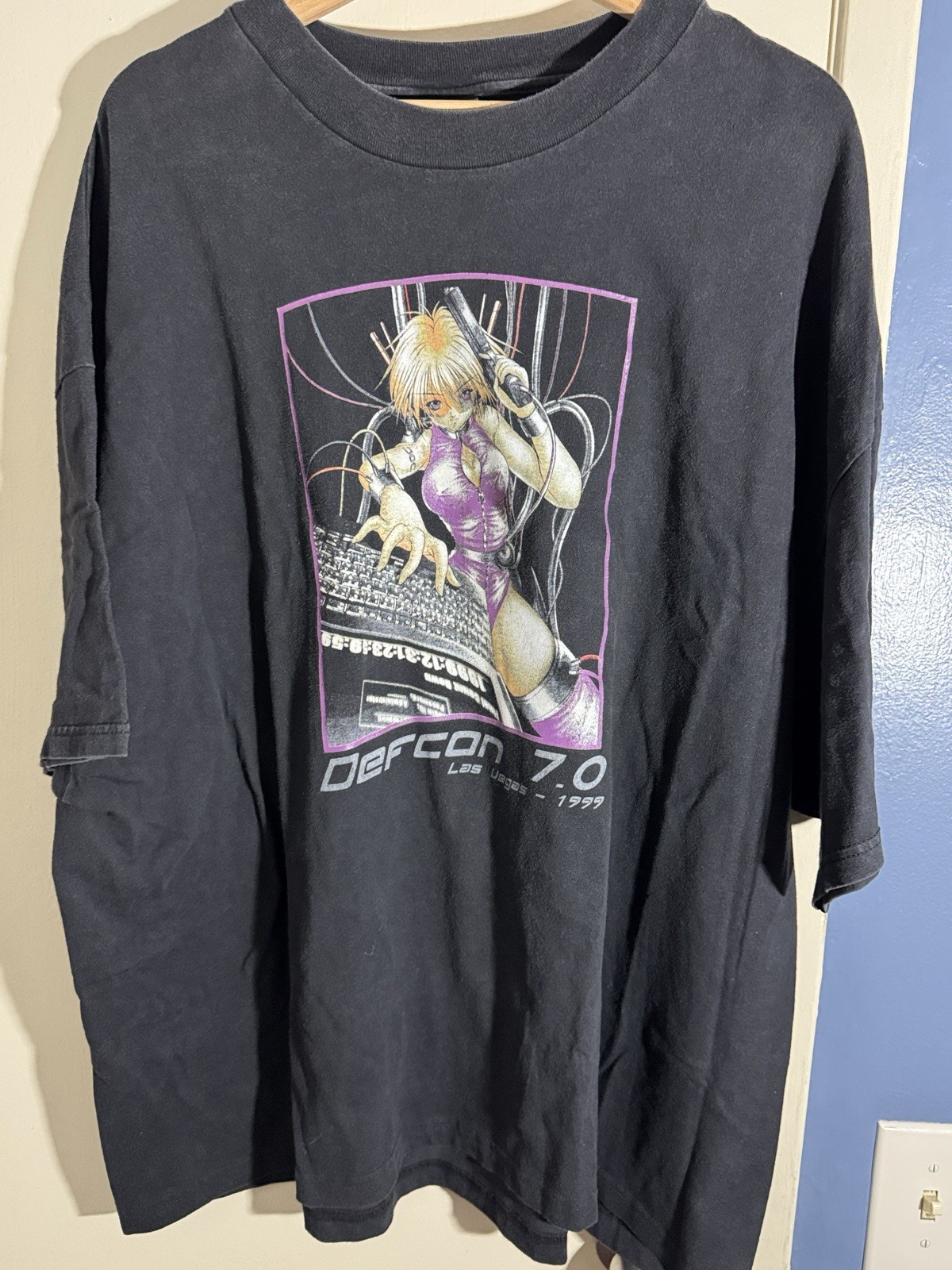 Vintage Defcon Hacker Convention Anime Tee Las Vegas