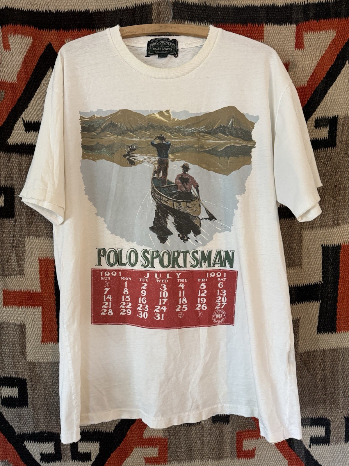 Vintage 1990s 1991 Ralph Lauren Polo Sportsman Calendar Tshirt Size Large Moose
