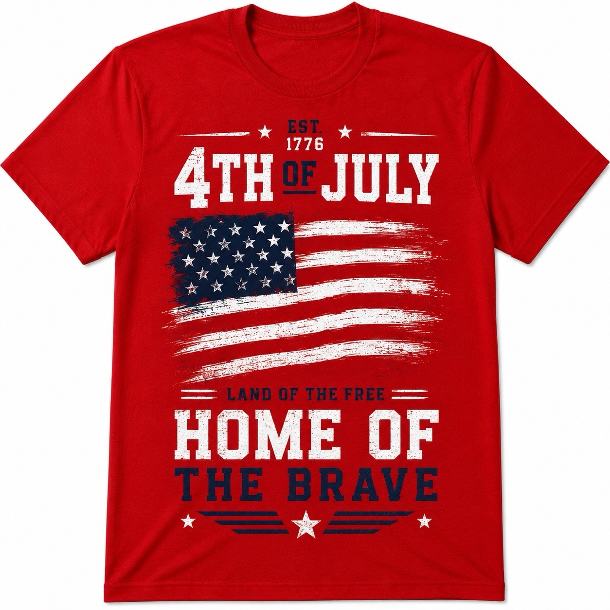 t-shirt for men 4th of July USA flag patriotic graphic print red crew neck