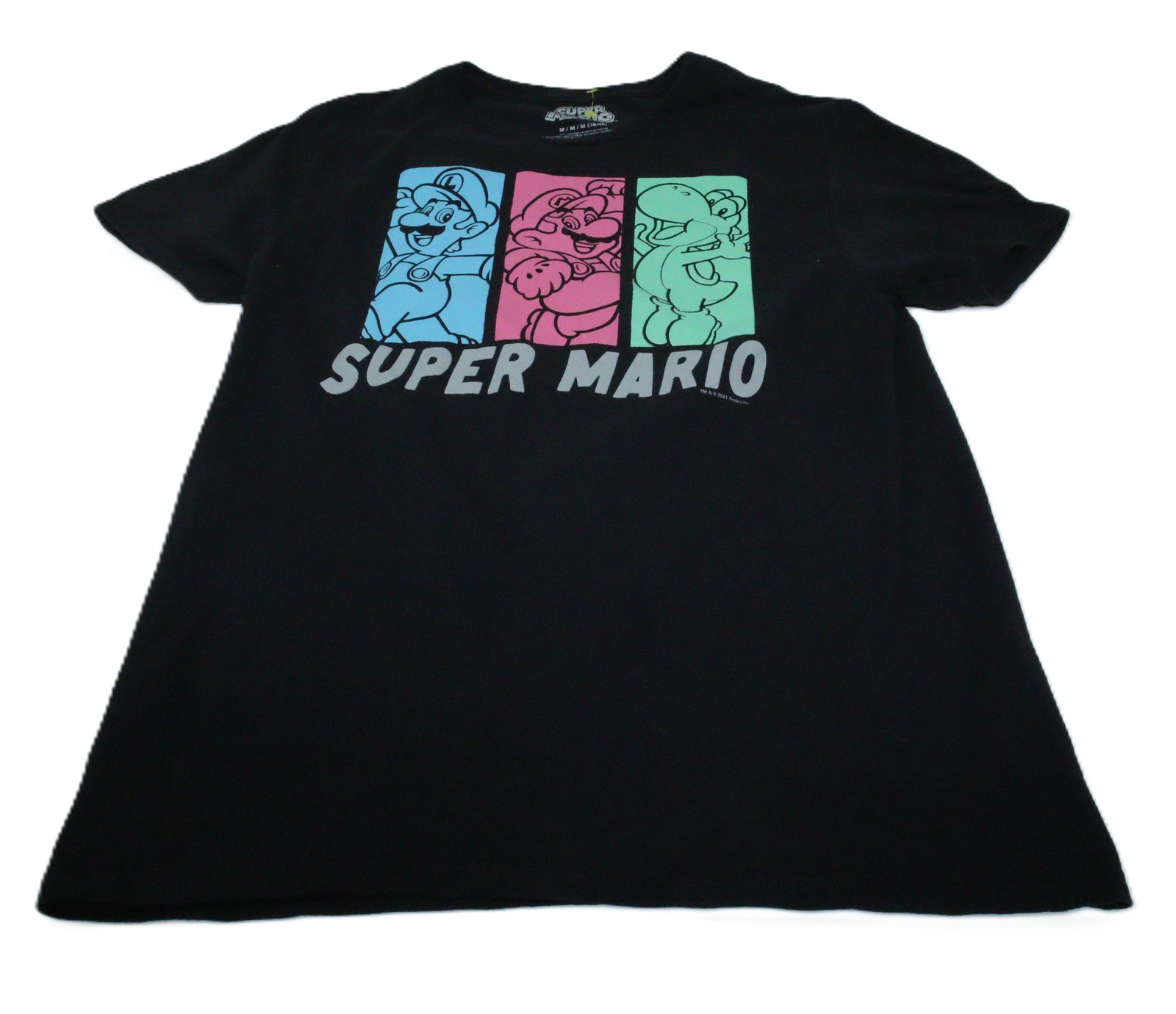 Super Mario T-Shirt Men’s M Black Graphic Nintendo Short Sleeve Cotton T0413