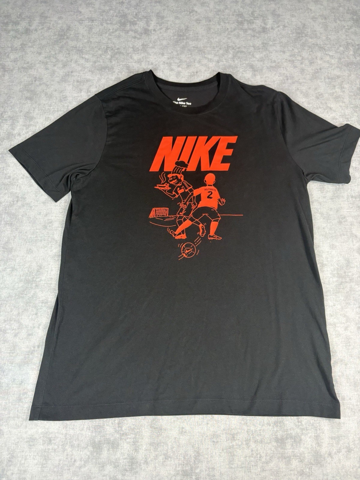 Nike Dri-FIT Soccer Graphic T-Shirt Mens Large Black Red Short Sleeve Tee