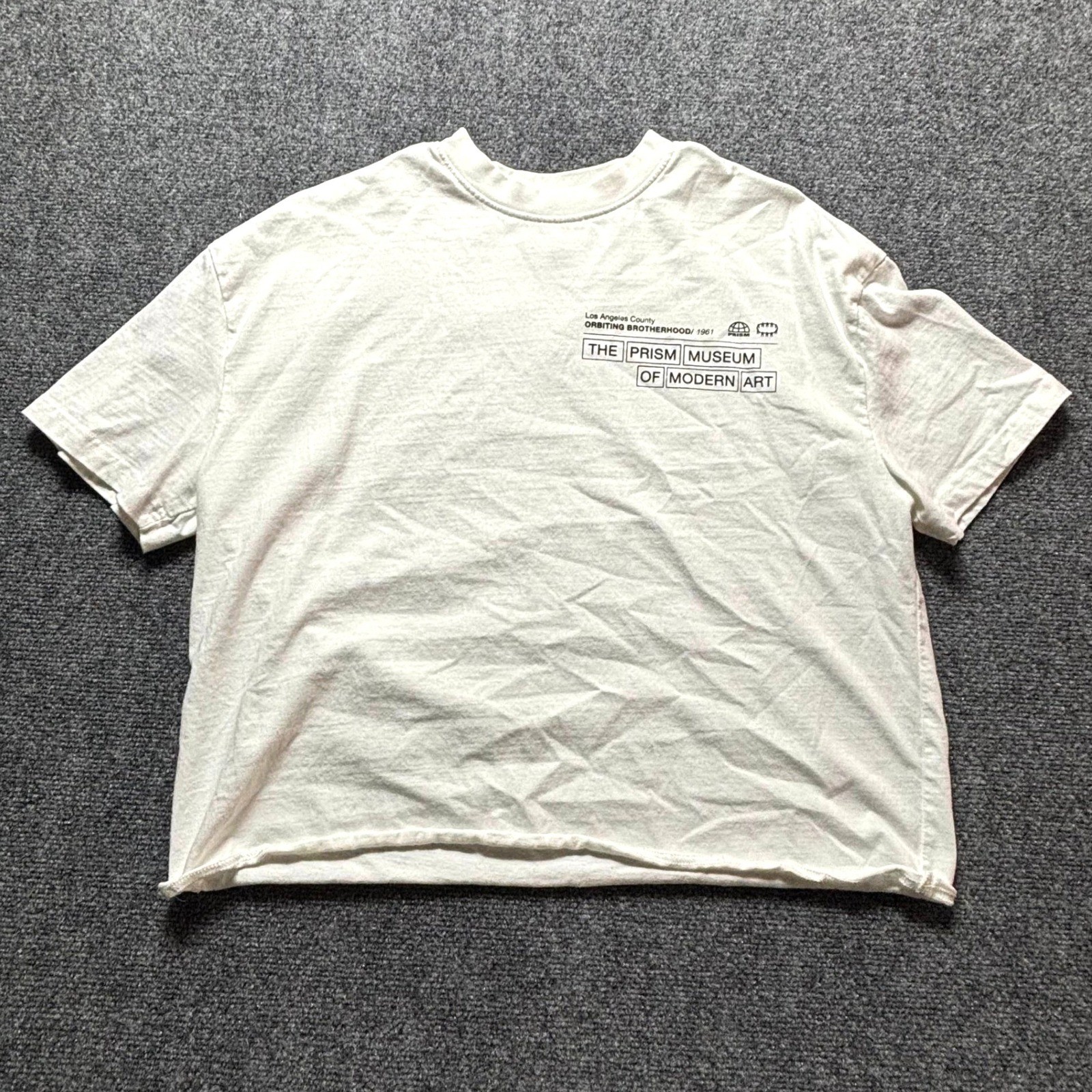 PacSun Orbiting Brotherhood Prism Museum Modern Art Graphic Crop Tee White M