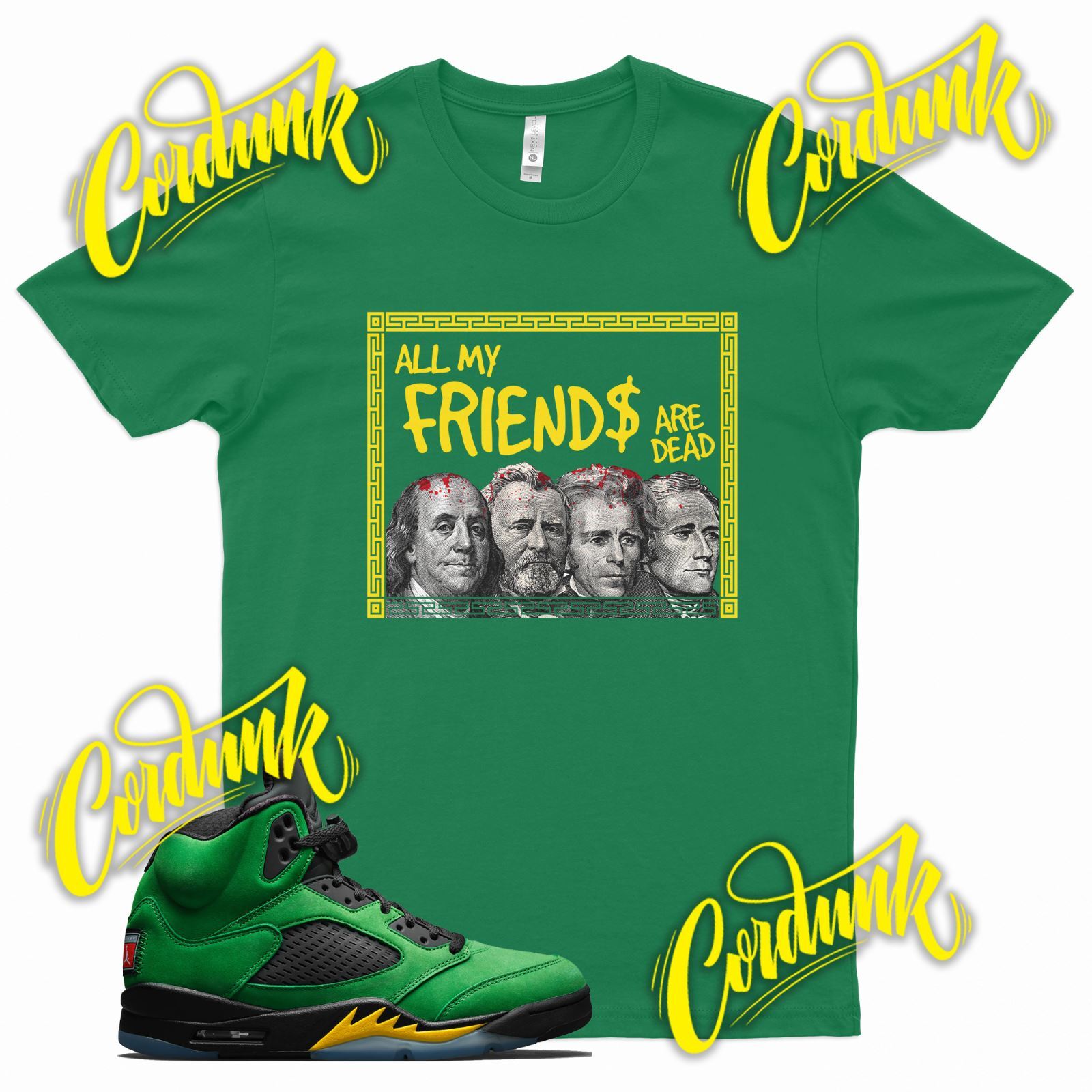 Green DEAD FRIENDS T Shirt for J1 5 Oregon Ducks Apple Green Elevate Yellow