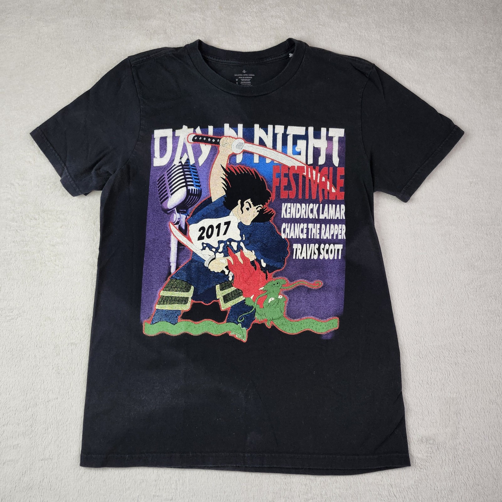 2017 DAY N NIGHT Festival T Shirt Adult Small Travis Scott Kendrick Lamar AOP
