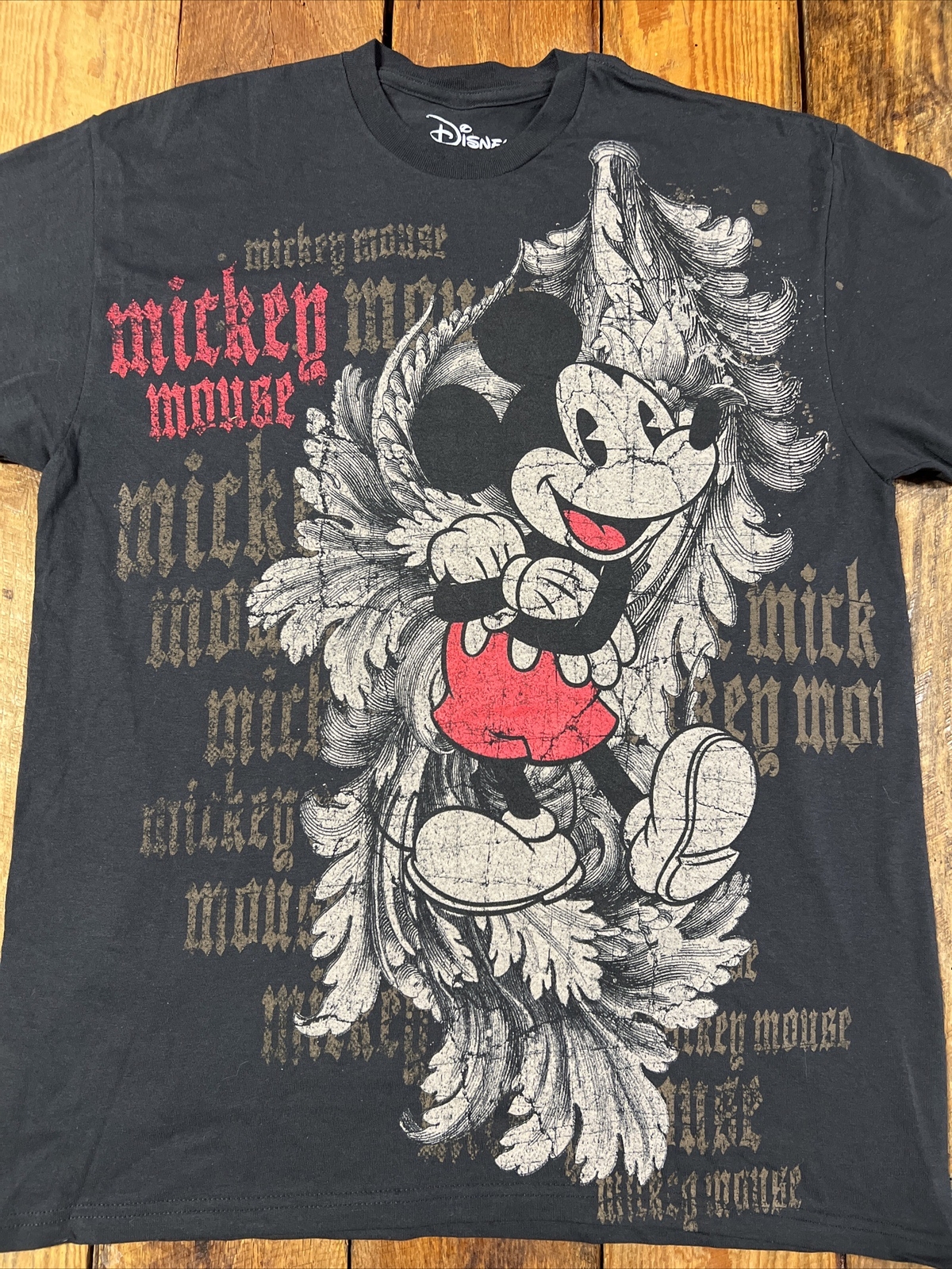 LG Disney Mickey Mouse Full Print Graphic Tee Shirt Black All Over Front Print