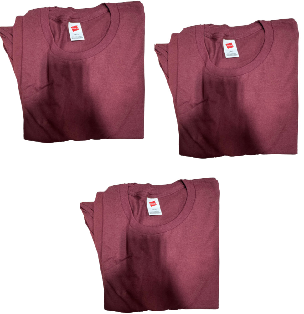 Hanes Men’s Maroon ComfortSoft 100% Cotton T-Shirt Size Small (Pack of 3) New