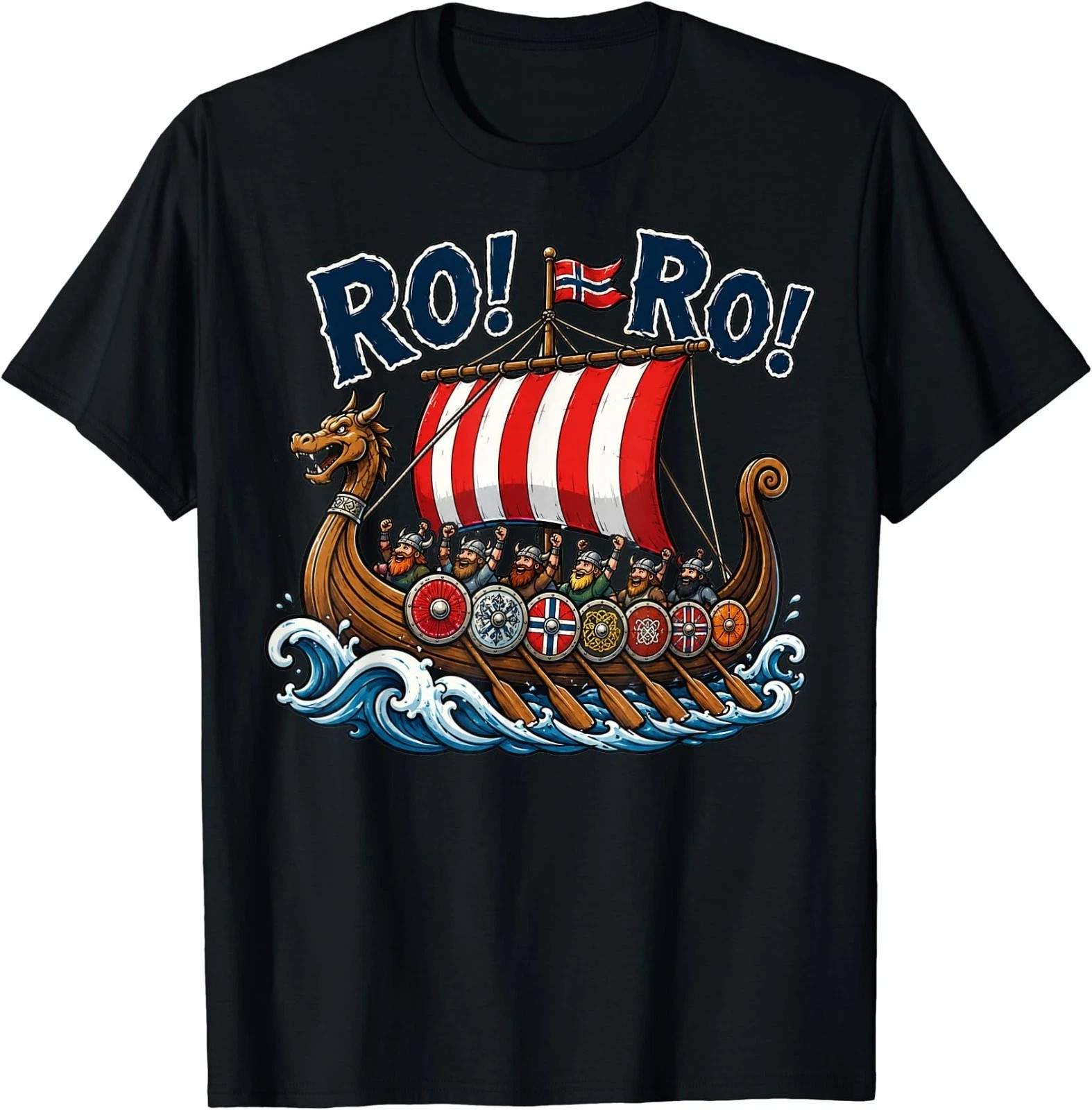 Retro Ro Ro Norway Viking Ship Soccer Norwegian Fan Tee T-Shirt