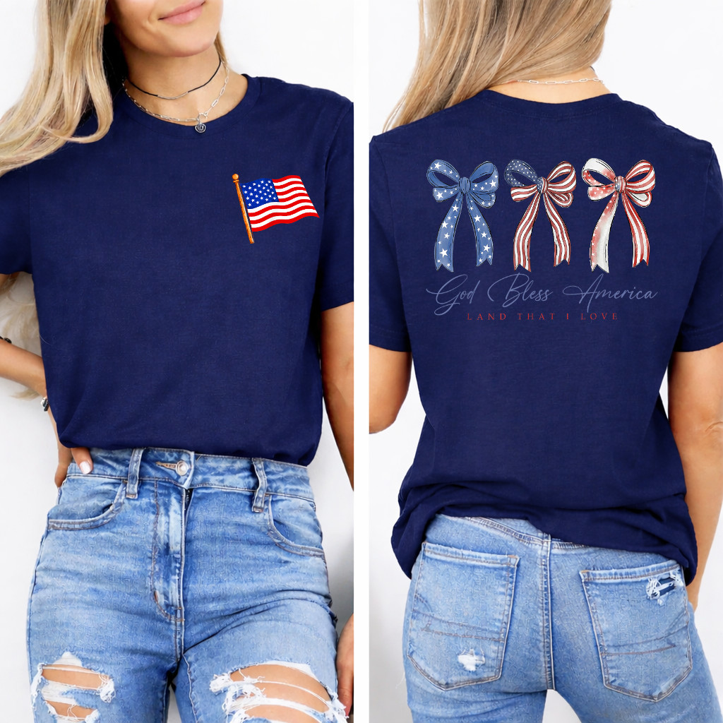 God Bless American Land that I Love Jesus Happy 4th of July 2SIDE T-Shirt