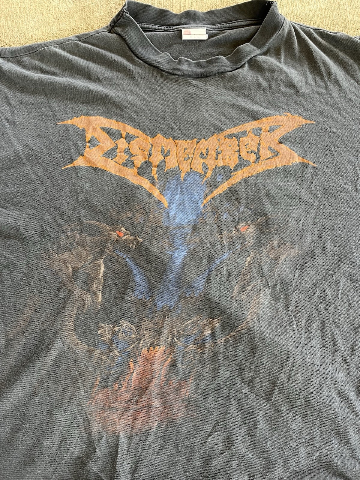 Vintage 90s Dismember Death Metal Band Tee Boxy Faded Large Single Stitch