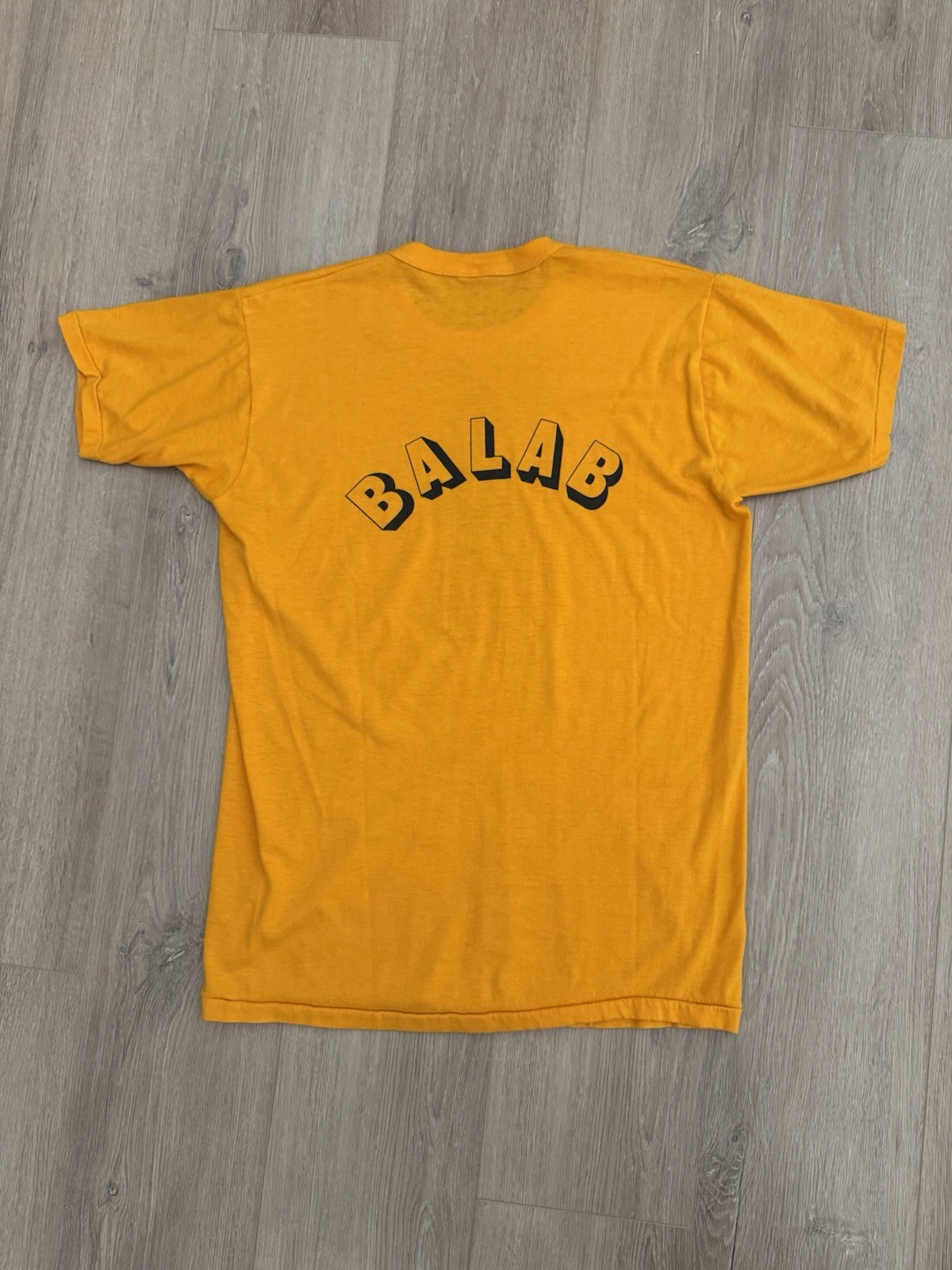 vintage 70s BALAB Russell Athletic Tee L USA Single Stitch Text Tower Shirt True