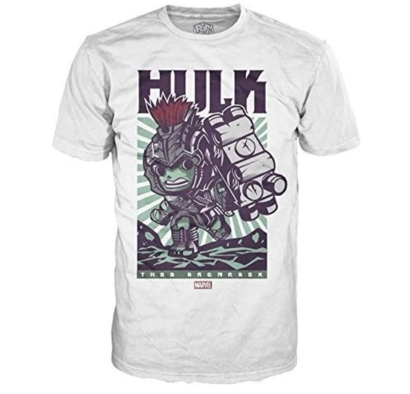 Funko Pop! Tees Marvel Hulk vs Thor Hammer Smash White Medium Crew Neck T-Shirt