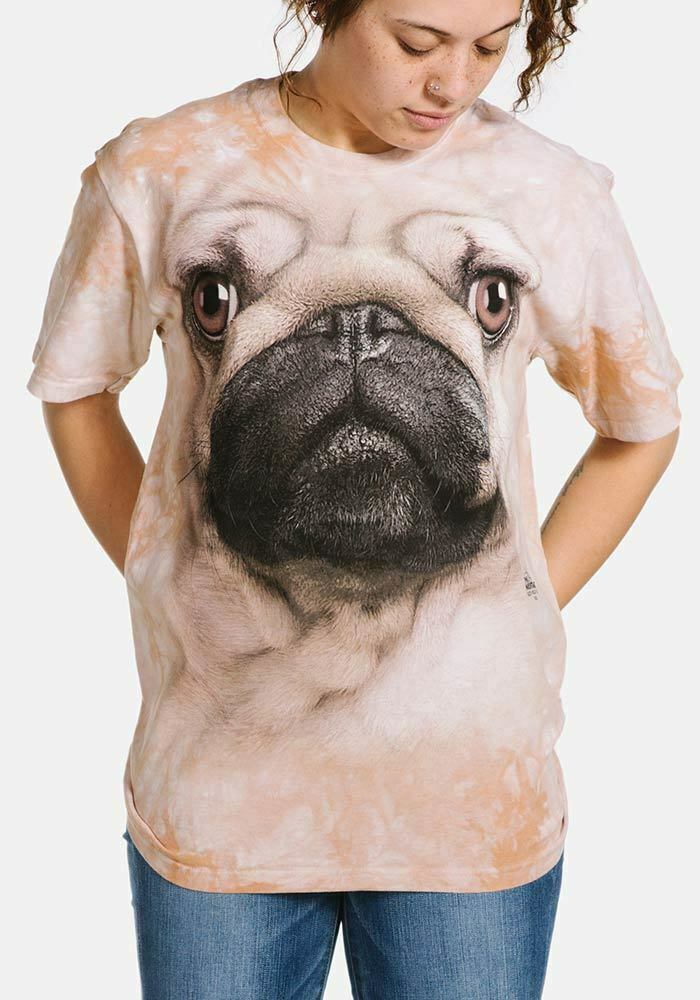 The Mountain Big Face Pug Dog Puppy Cotton Tie Die Animal T-Shirt Adult XL-5X