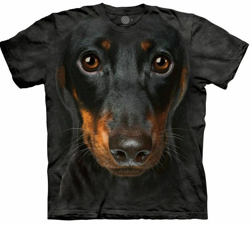 Dachshund Dog Cute Dogs Puppy The Mountain Black Animal Adult T-Shirt S-3X
