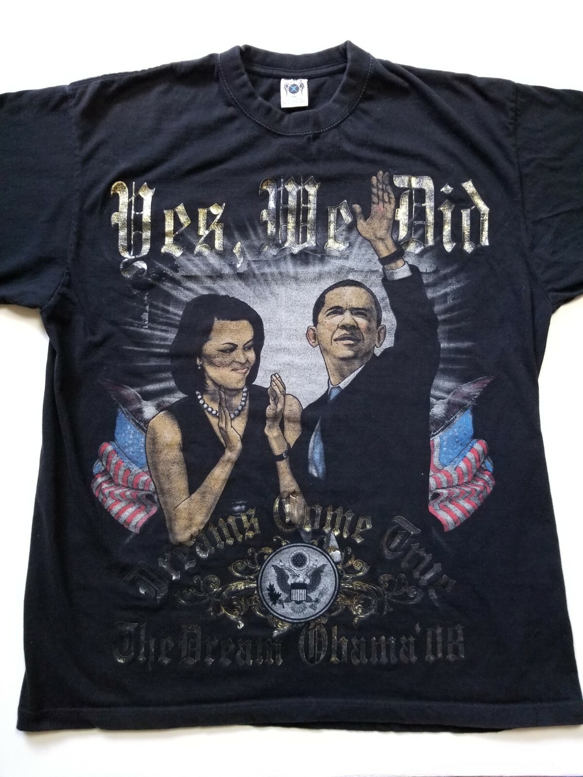 Vintage 2008 President Barack Obama Art Rap T Shirt Michelle 2XL Black Y2K Vote