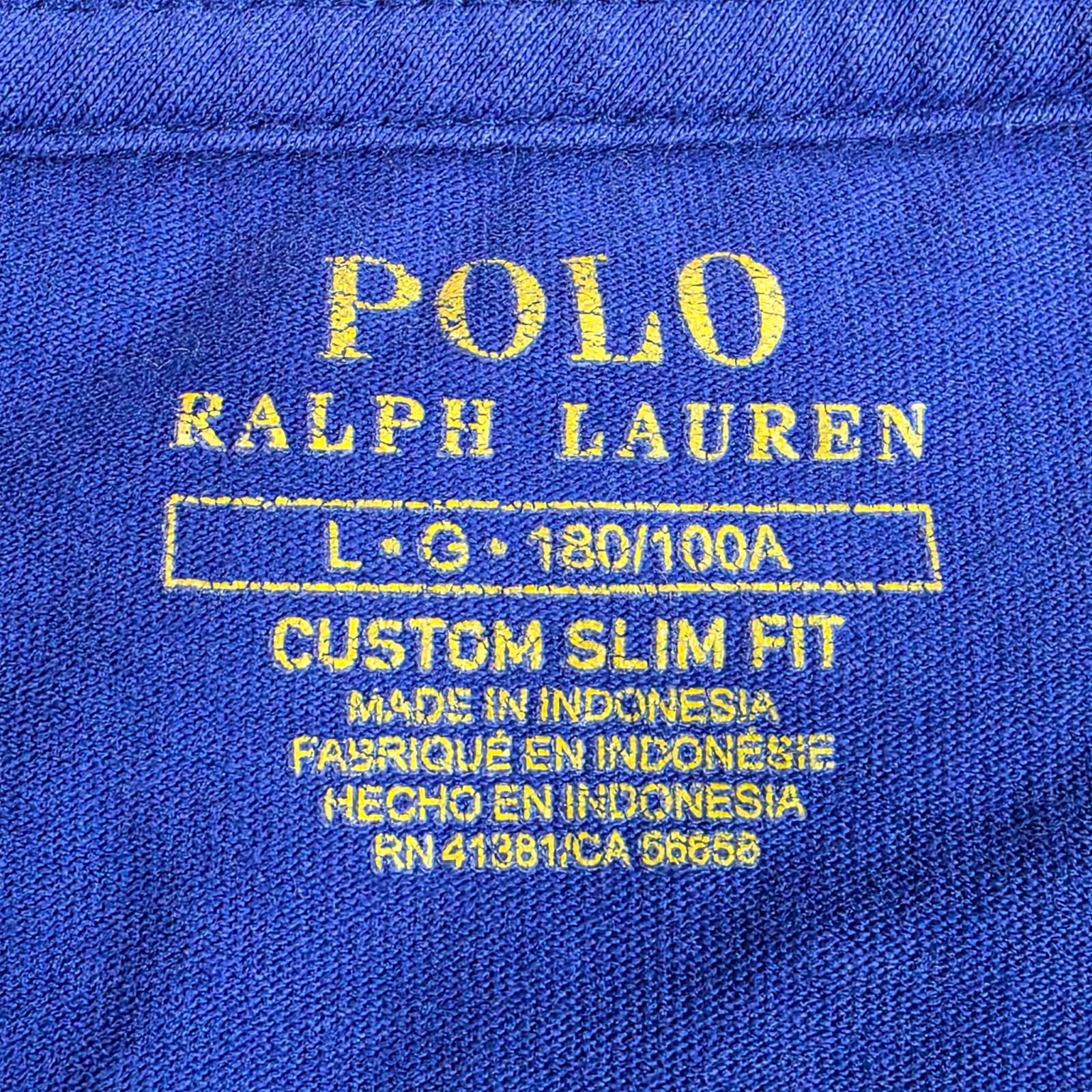 Polo Ralph Lauren T-Shirt Mens Large Blue Custom Slim Fit Crew Neck Long Sleeve