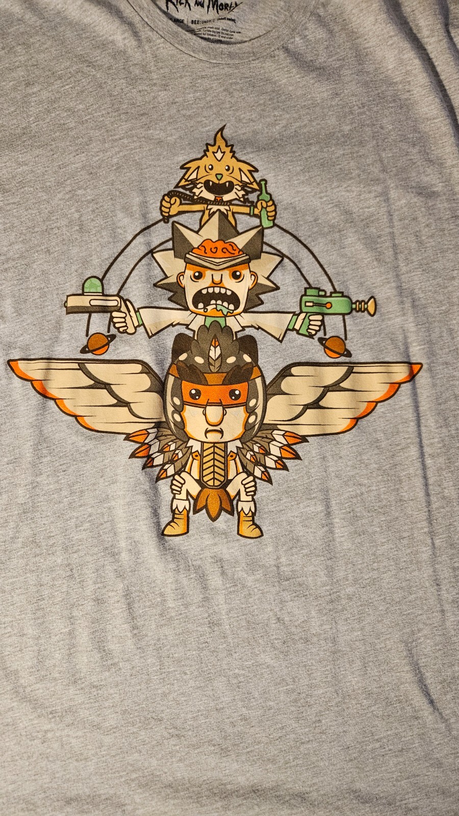 Rick And Morty Box Lunch Mens 2XL Gray Shirt Bird Person Squanchy Adult Swim