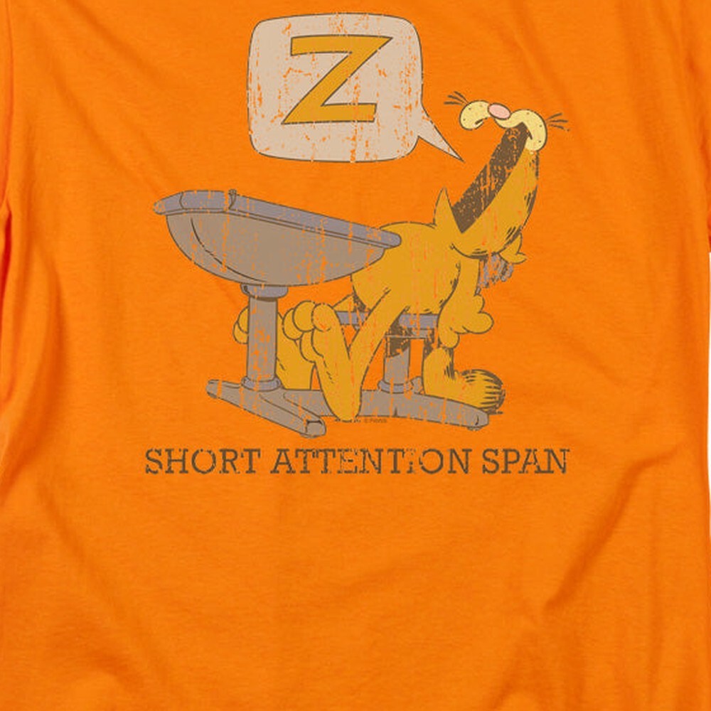 Garfield Attention Span Licensed Adult Unisex T-Shirt Regular Fit Tee SM-3X