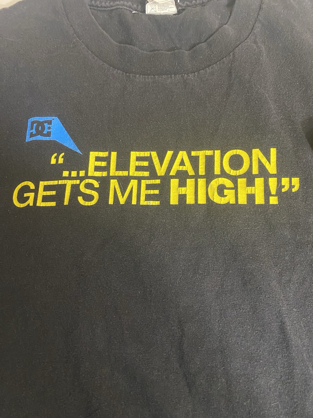 DC Brand Elevation Gets Me High Black Tee Shirt XL Skate Apparel Vintage