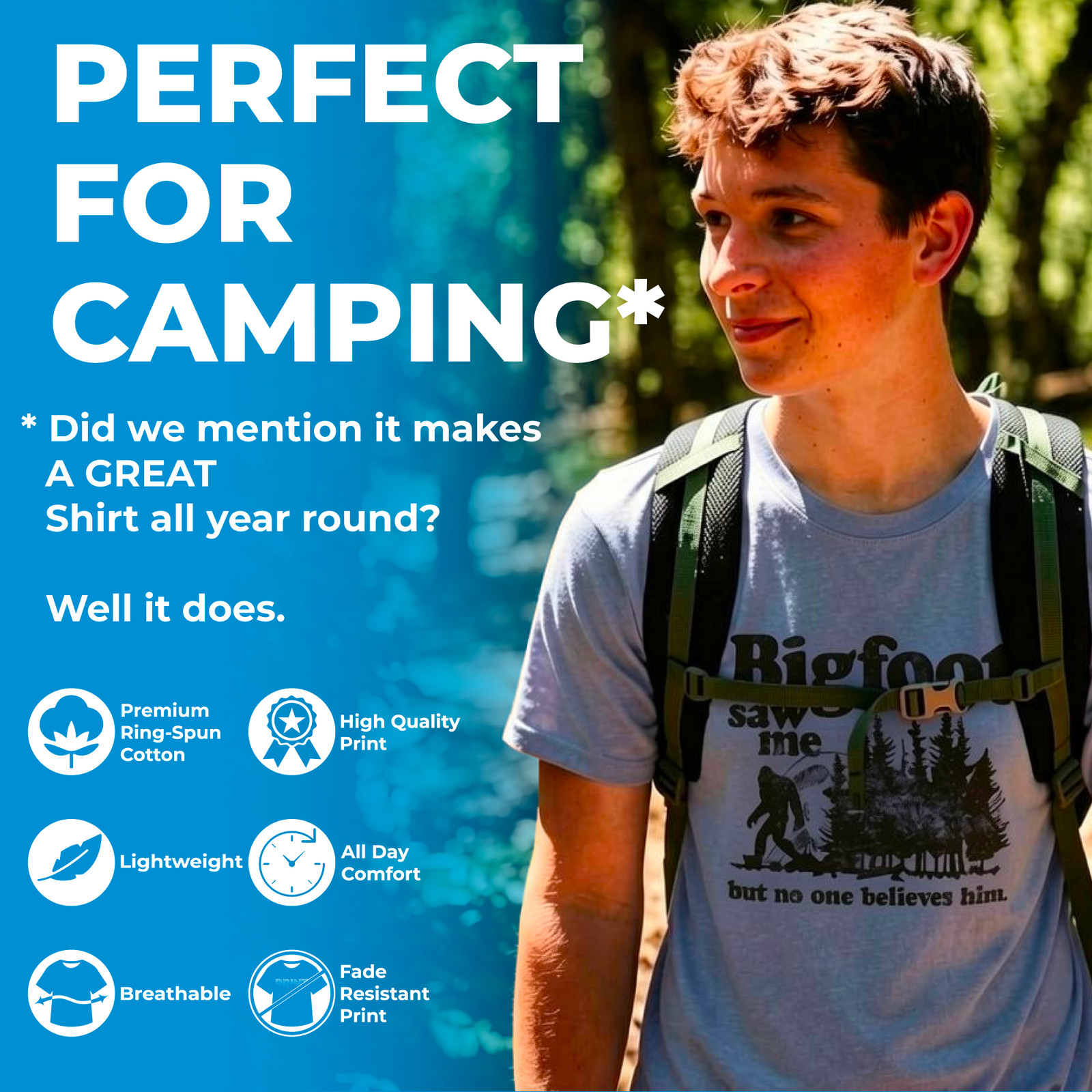Mens Hide and Seek Champion T shirt Funny Bigfoot Tee Humor Cool Graphic Print