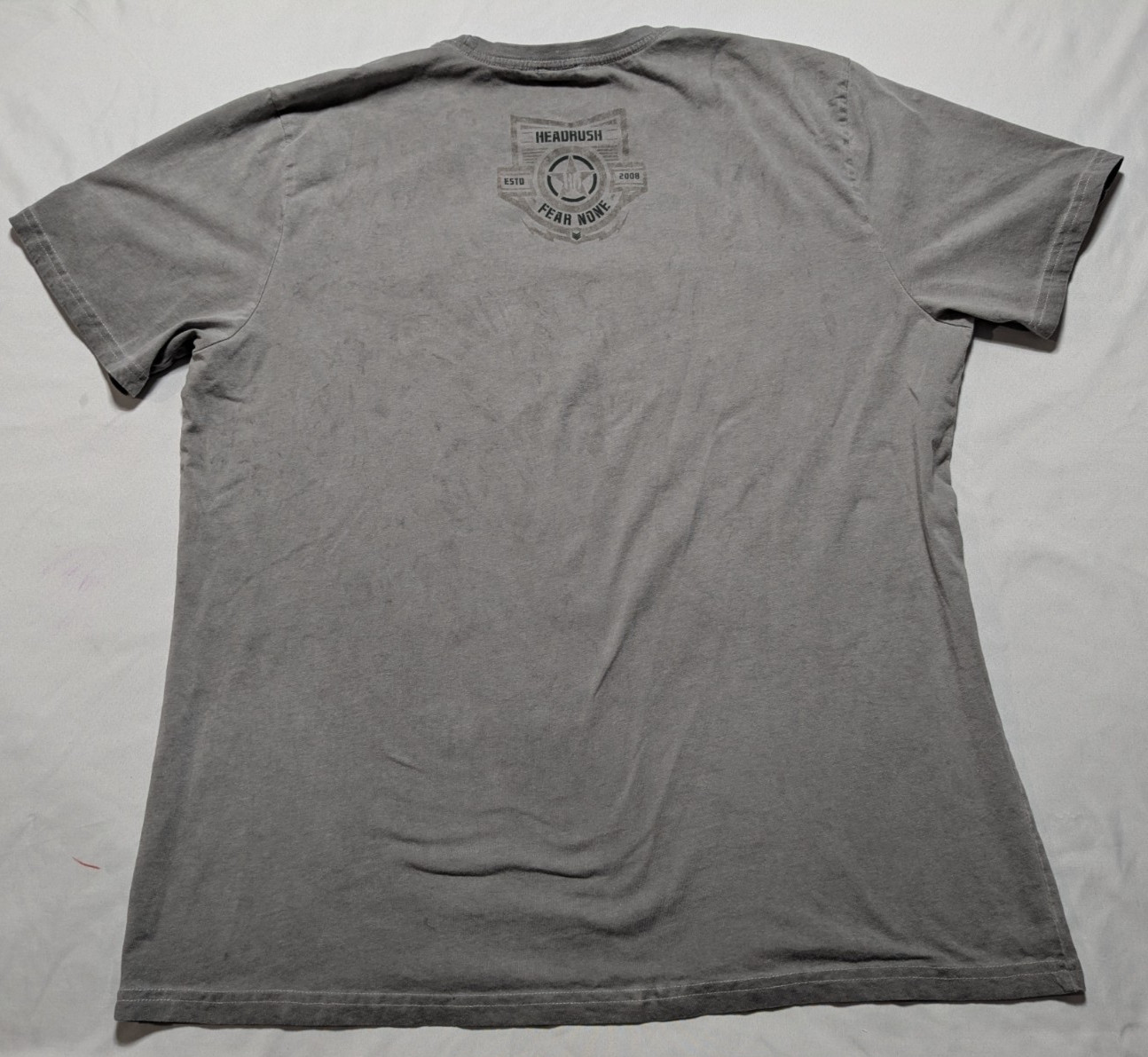 HEADRUSH FORTUNE FAVORS THE BRAVE x FEAR NONE – Men 2XL Gray T-Shirt