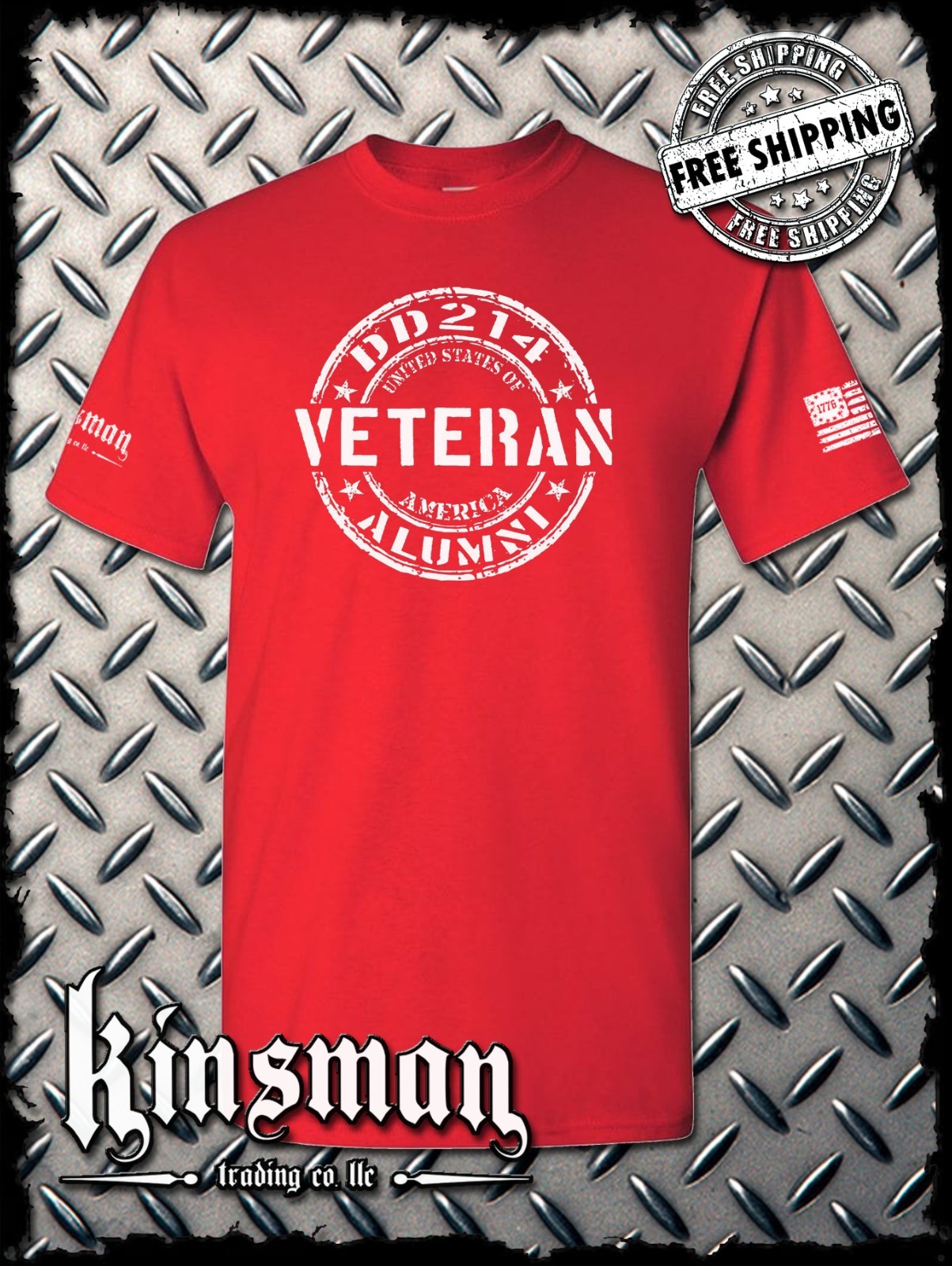 DD214 Alumni Veteran USA Flag Military T-Shirt Army Marines Navy Air Force
