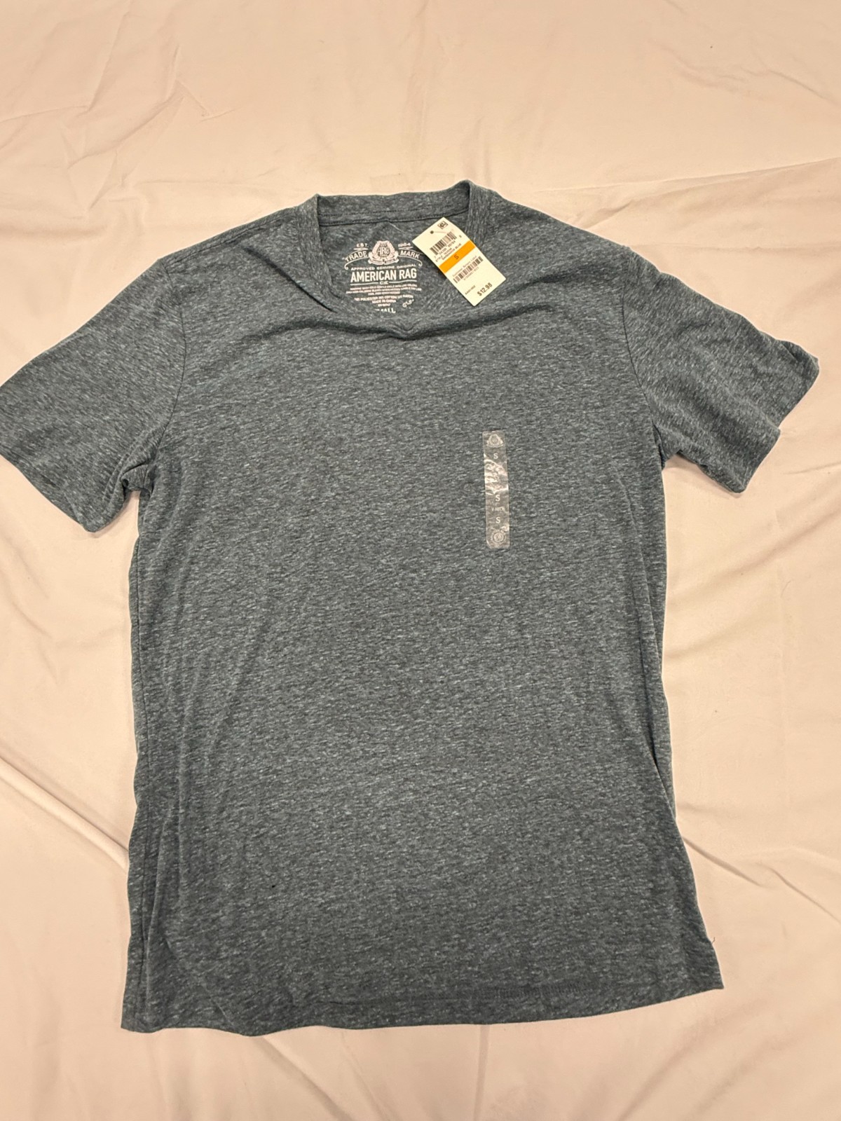 NWT American Rag Mens Small Blue Heather V-Neck T-Shirt Soft Tri Blend Tee