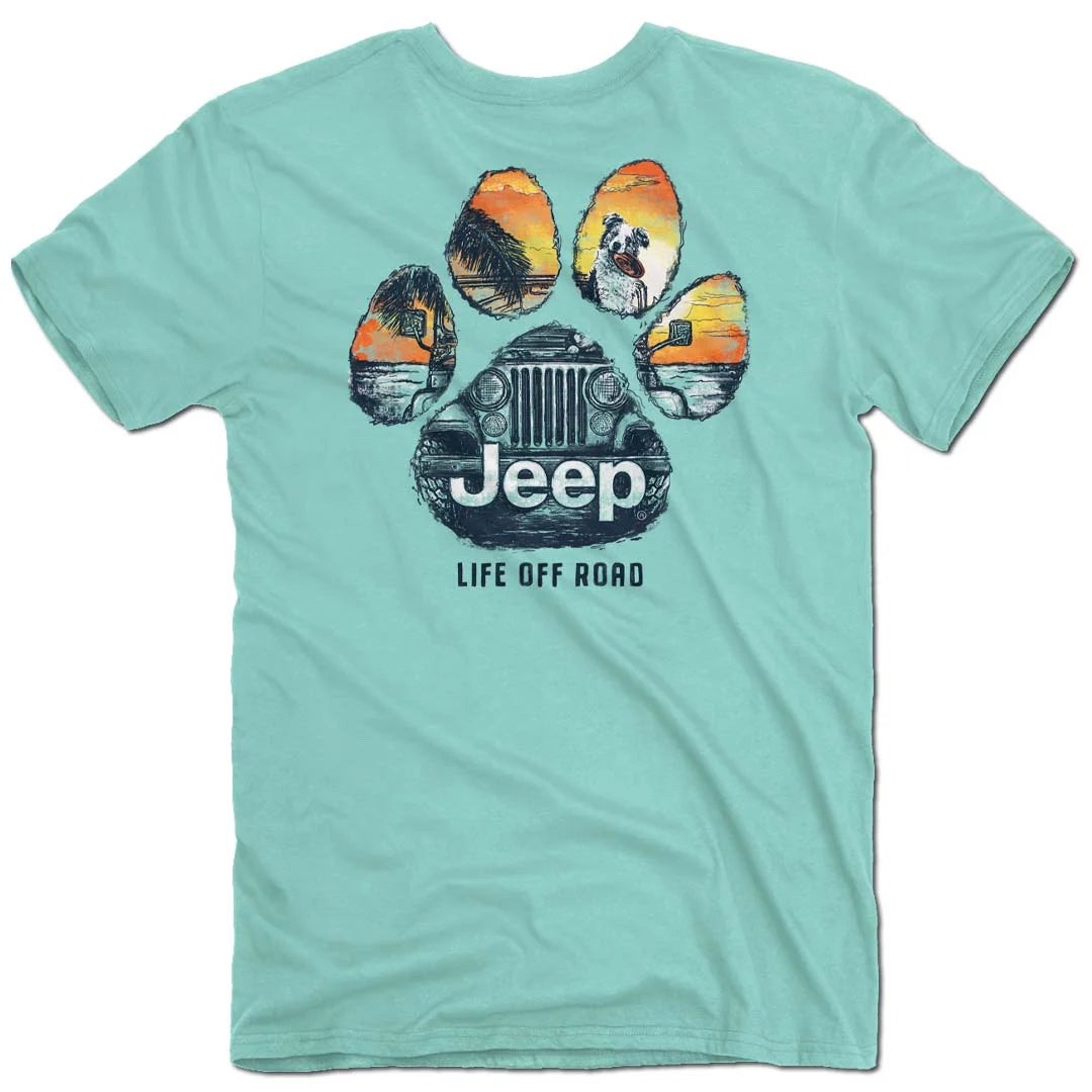 Jeep Dog Paw Tee Mint Green Graphic T-Shirt Pet Lover Off-Road Shirt