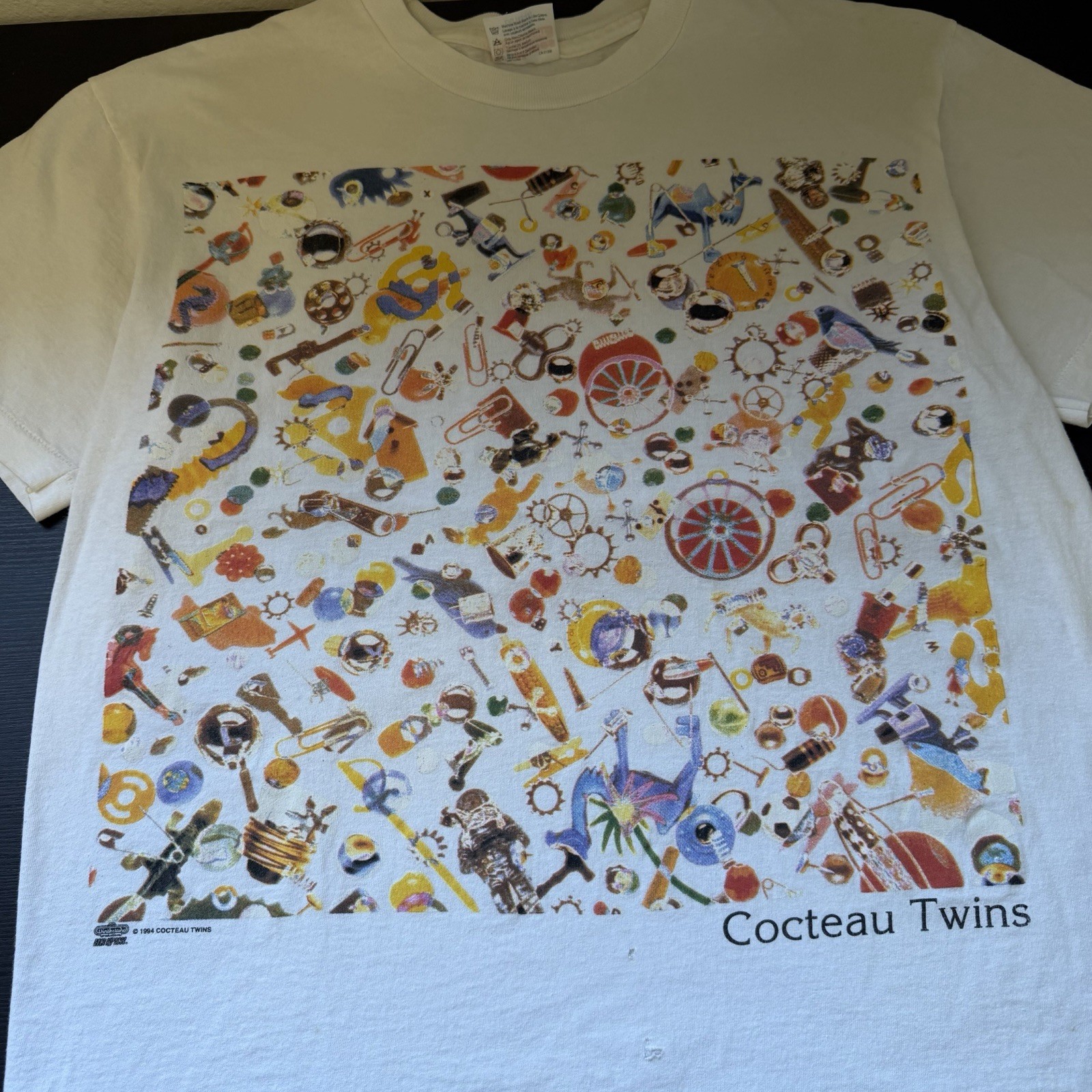 Vintage 1994 Cocteau twins Four-calendar cafe T-shirt Size LARGE 19.5×26”