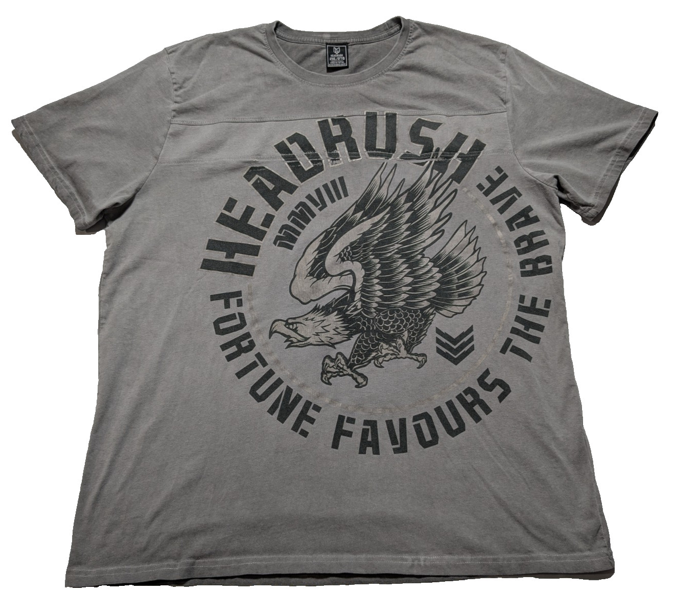 HEADRUSH FORTUNE FAVORS THE BRAVE x FEAR NONE – Men 2XL Gray T-Shirt