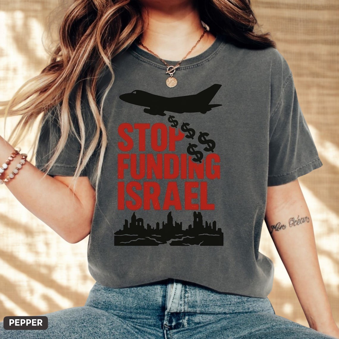 Stop Funding Israel T-Shirt Political Protest Graphic Tee – Activism Social Just
