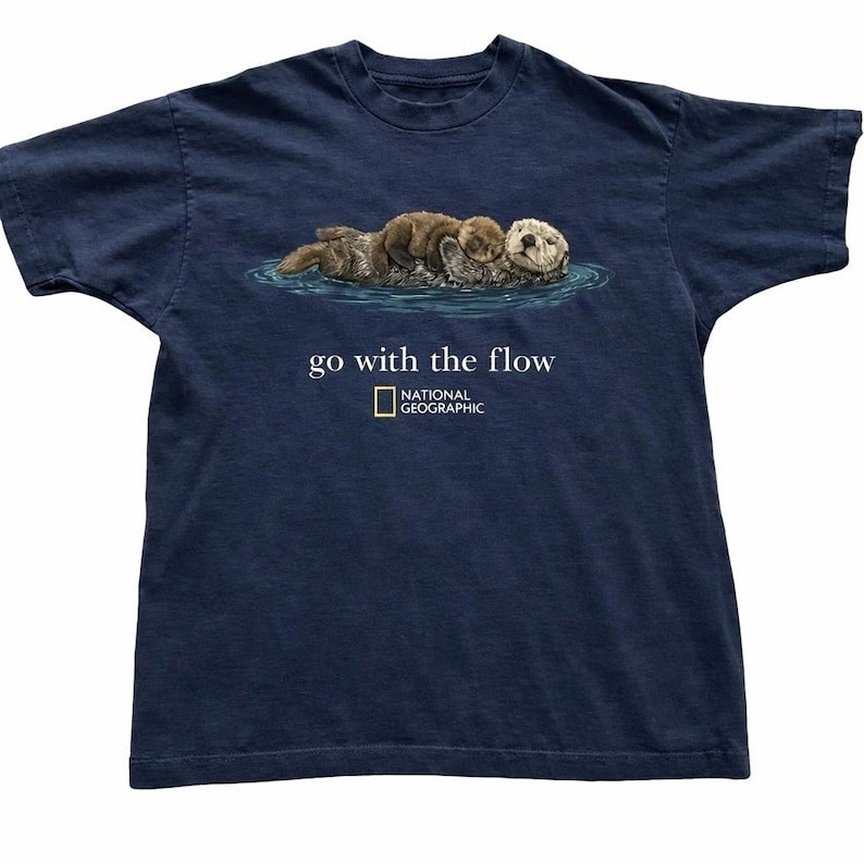 Otter Go With The Flow Graphic T-Shirt Unisex Vintage Style Animal Lover Gift