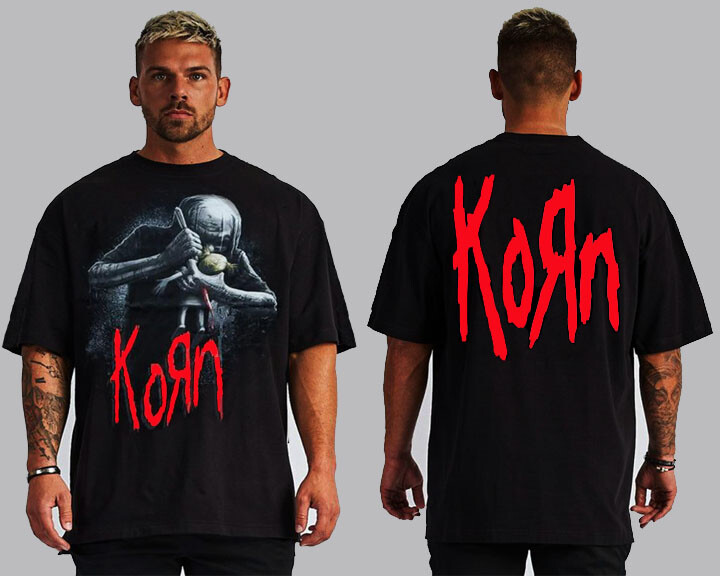 KORN DOLL FRONT AND BACK PRINT HARD ROCK BLACK T SHIRTS MEN’S SIZES