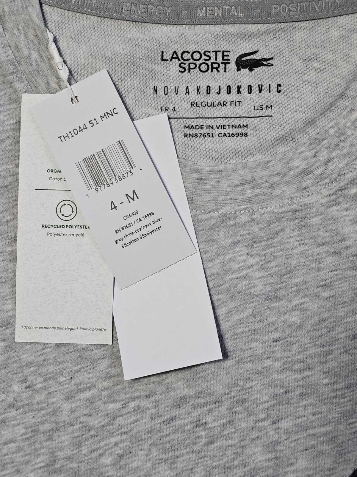 Lacoste x Novak Djokovic Men’s Regular Fit Gray On Court T-shirt & Cap Medium