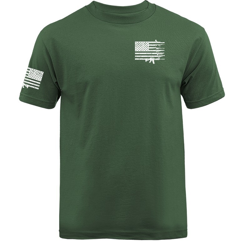 US Gun Flag Crest USA American Pride Patriot Patriotic Graphic T-shirt
