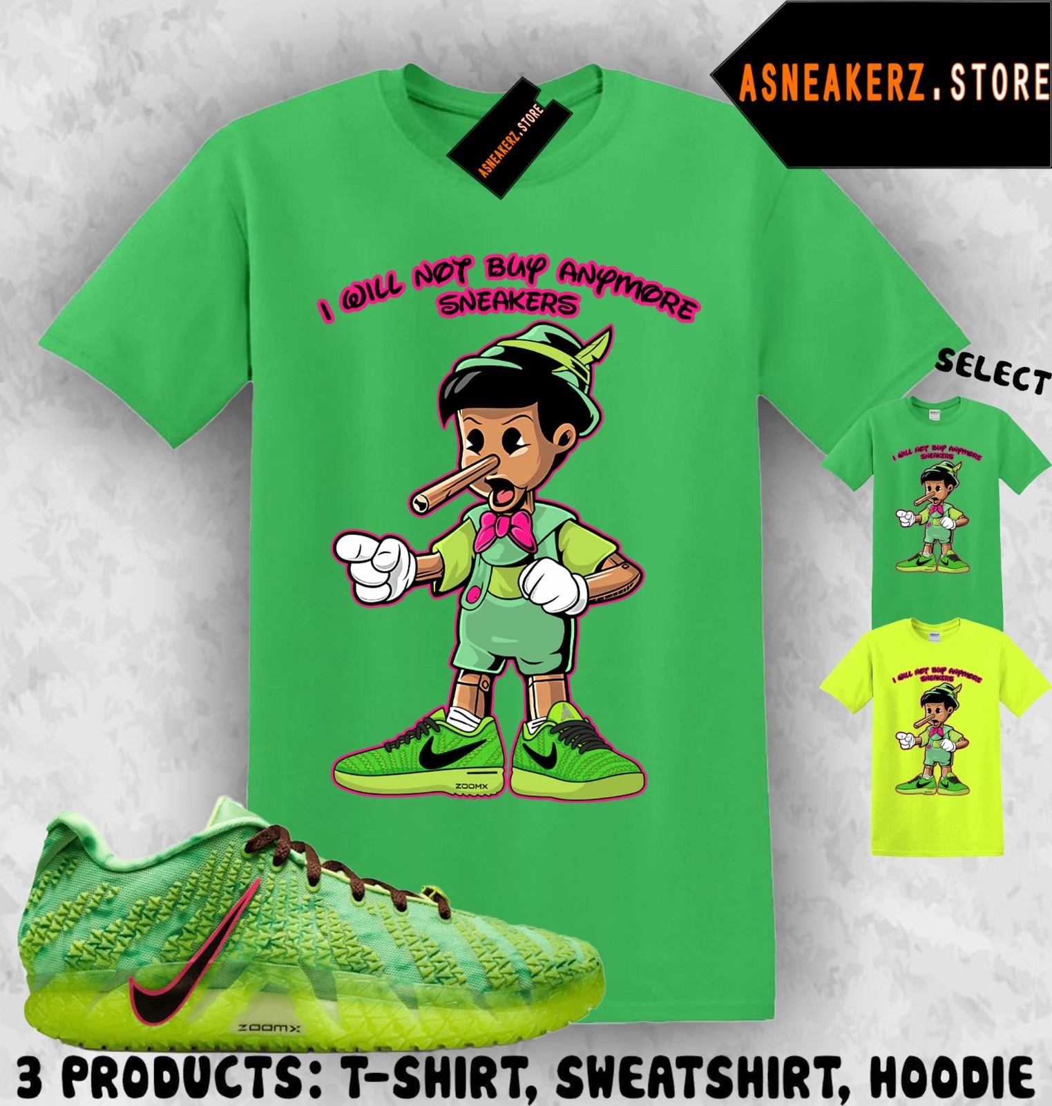 Tee Shirt Matching Ja 3 Zombie Spooky Season Match Sneaker Sneakerhead Pinocchio