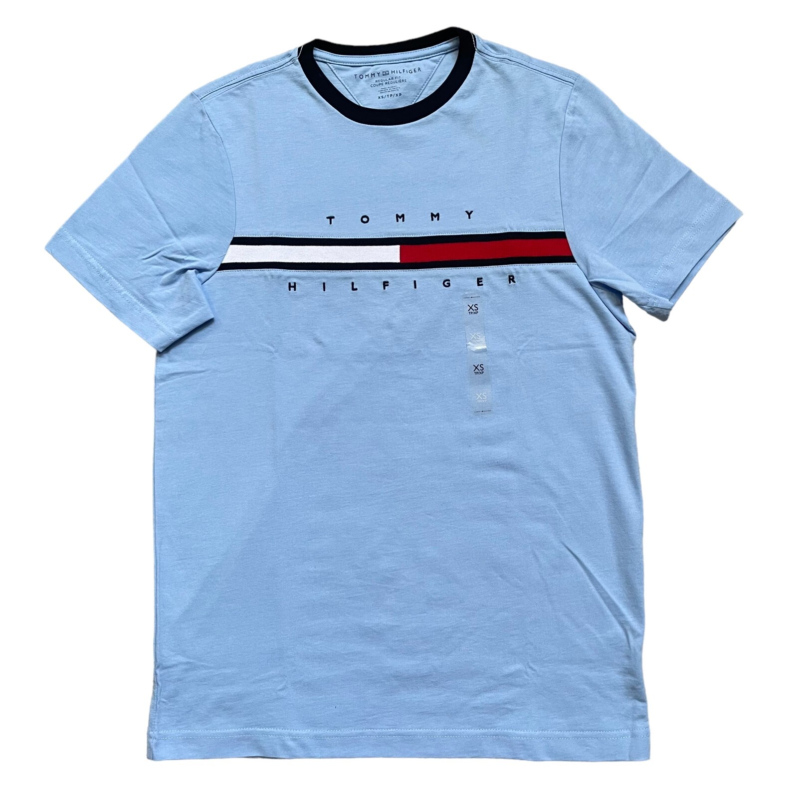 NWT Tommy Hilfiger Men’s Regular Fit Cotton Signature Stripe Logo T-Shirt Tee