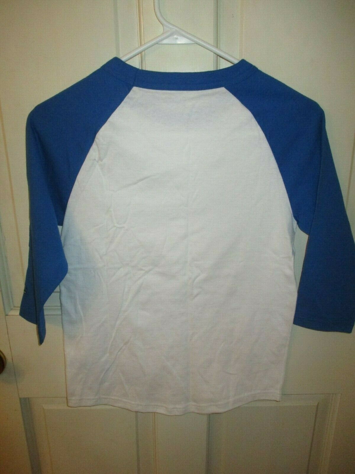 909B3 Champion T137 Authentic Apparel Baseball Tee Small MD Blue & White