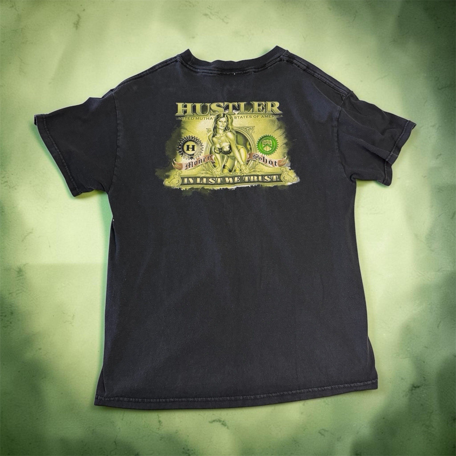 Hustler In Lust We Trust Graphic Print Black Men’s Regular Fit M SS Crew Tee