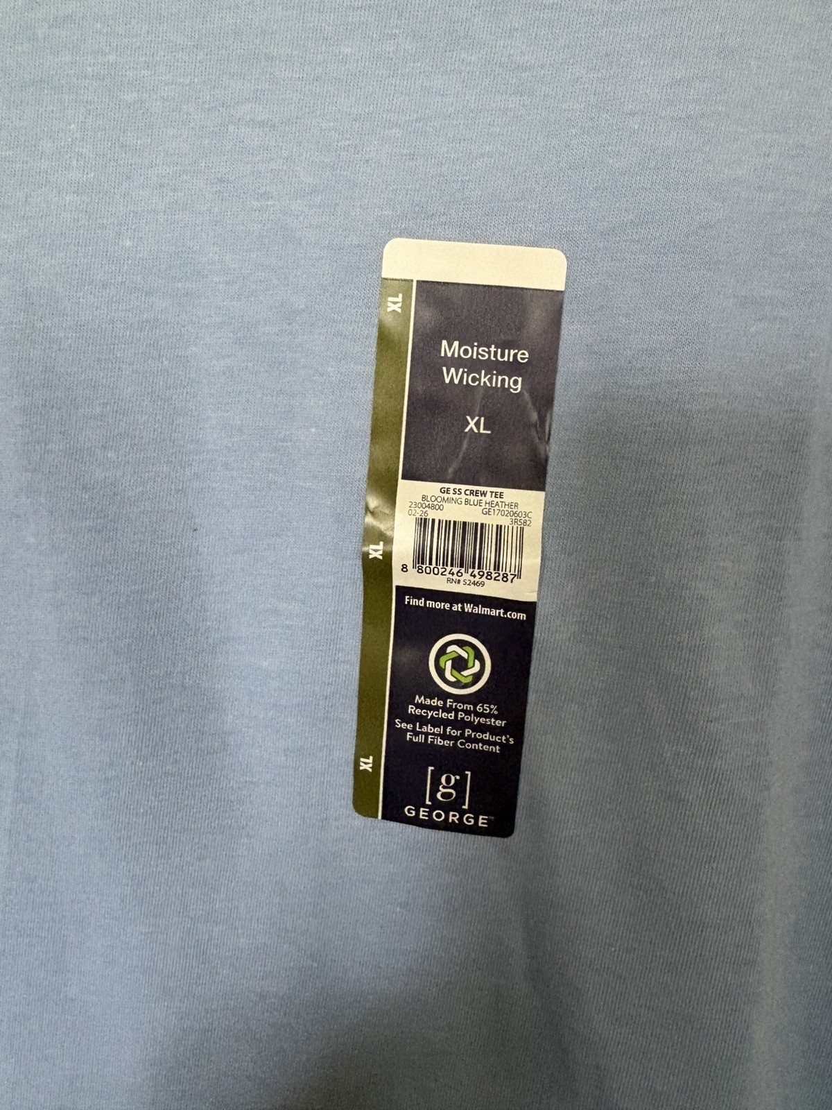 George Men’s Short Sleeve Crew Blooming Blue Heather Tee Shirt