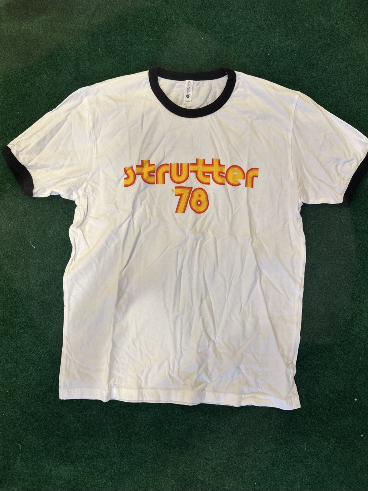 STRUTTER ’78 RINGER T-SHIRT Adult Large Next Level Apparel Vintage Rock Band