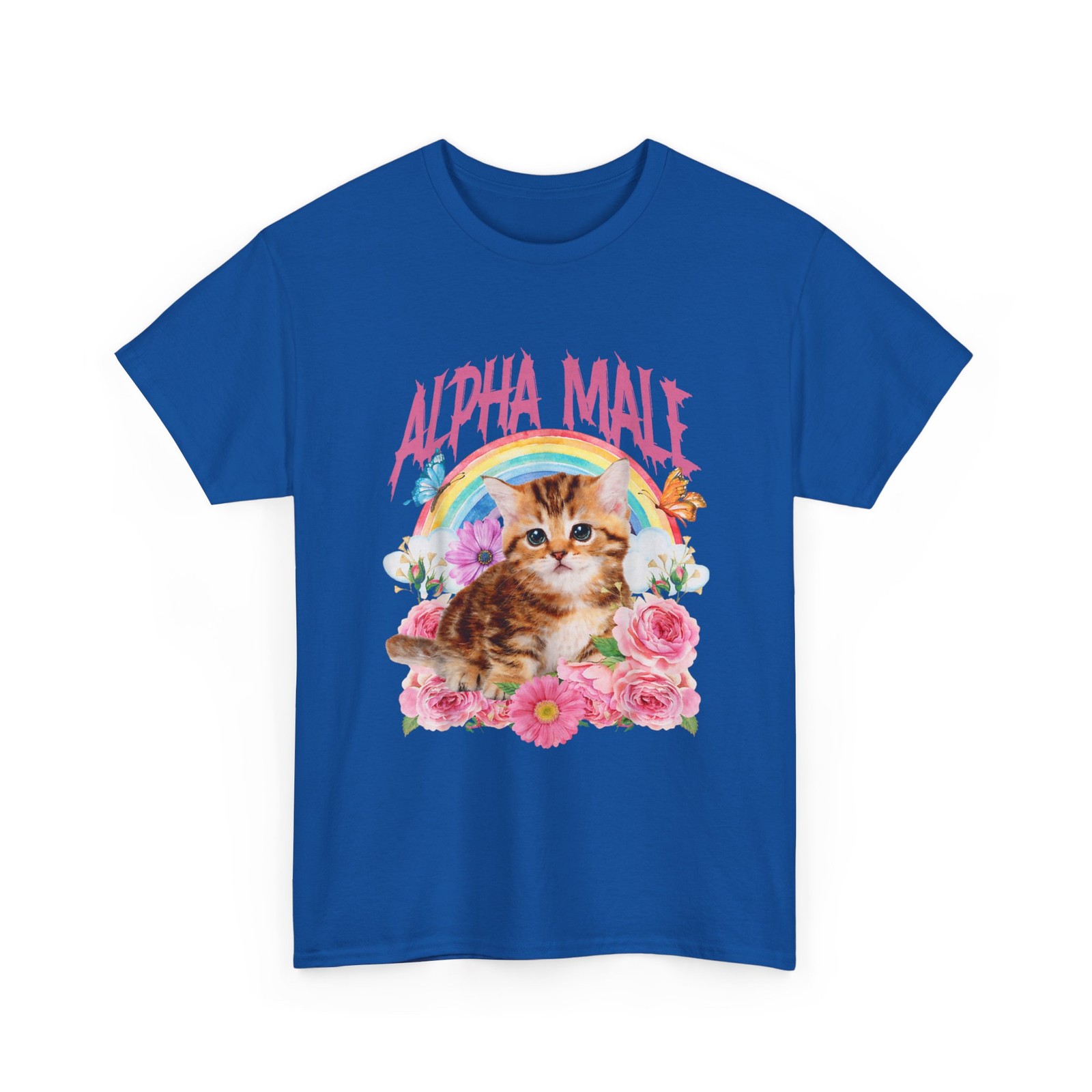 Alpha Male Funny Shirt, Cat Kitten Rainbow Floral T-Shirt