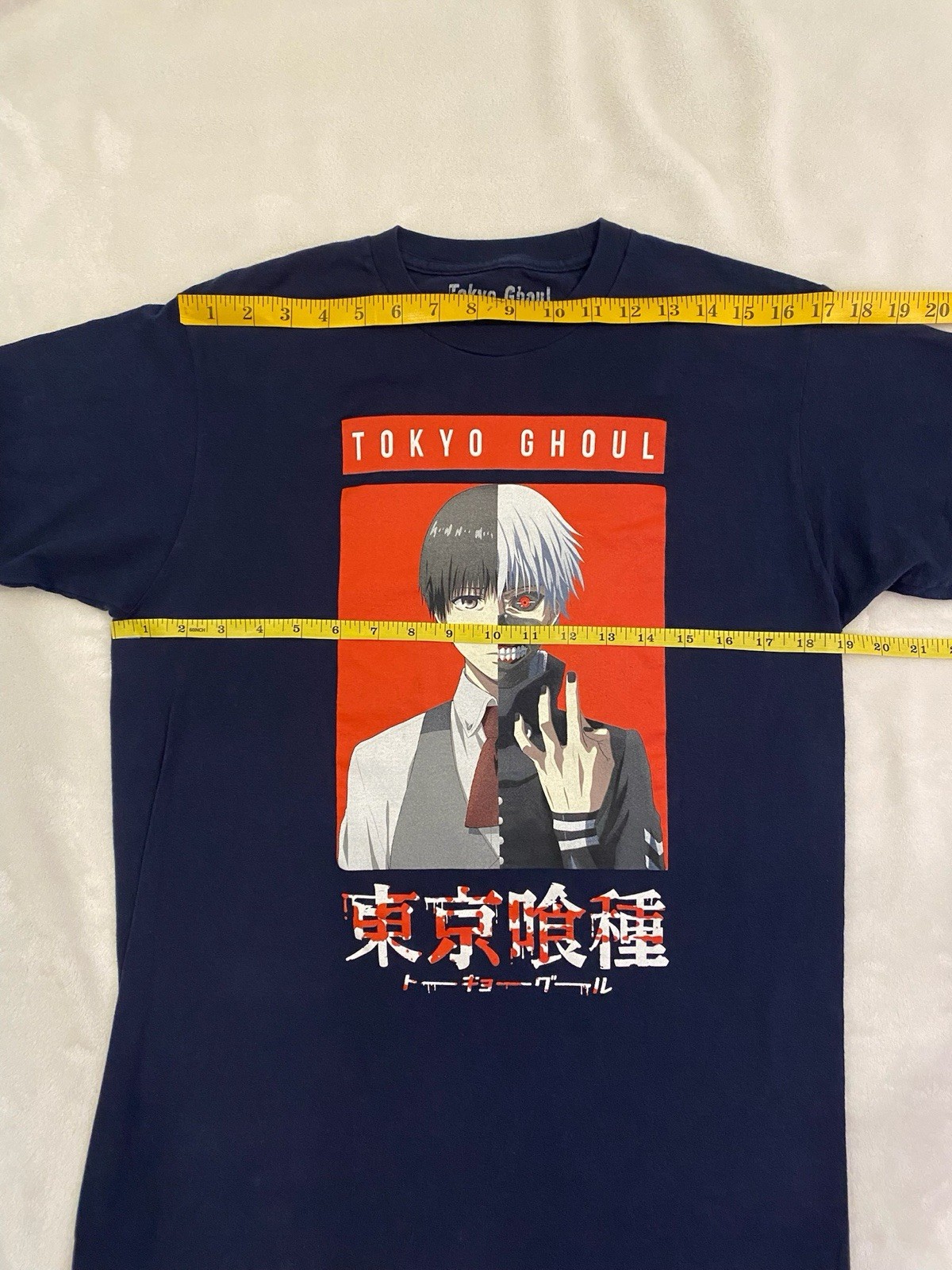 Tokyo Ghoul Crunchy Roll Graphic Print Navy Blue Red T Shirt Mens Size M (38/40)