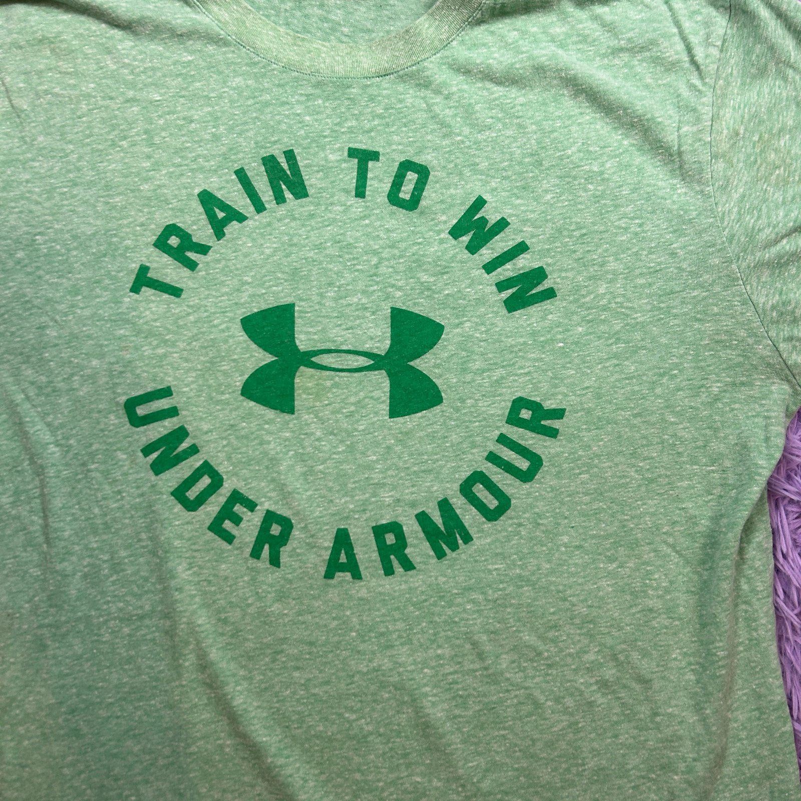 Under Armour Train To Win Men’s Green Graphic T-Shirt Size Med Athletic Gym Tee
