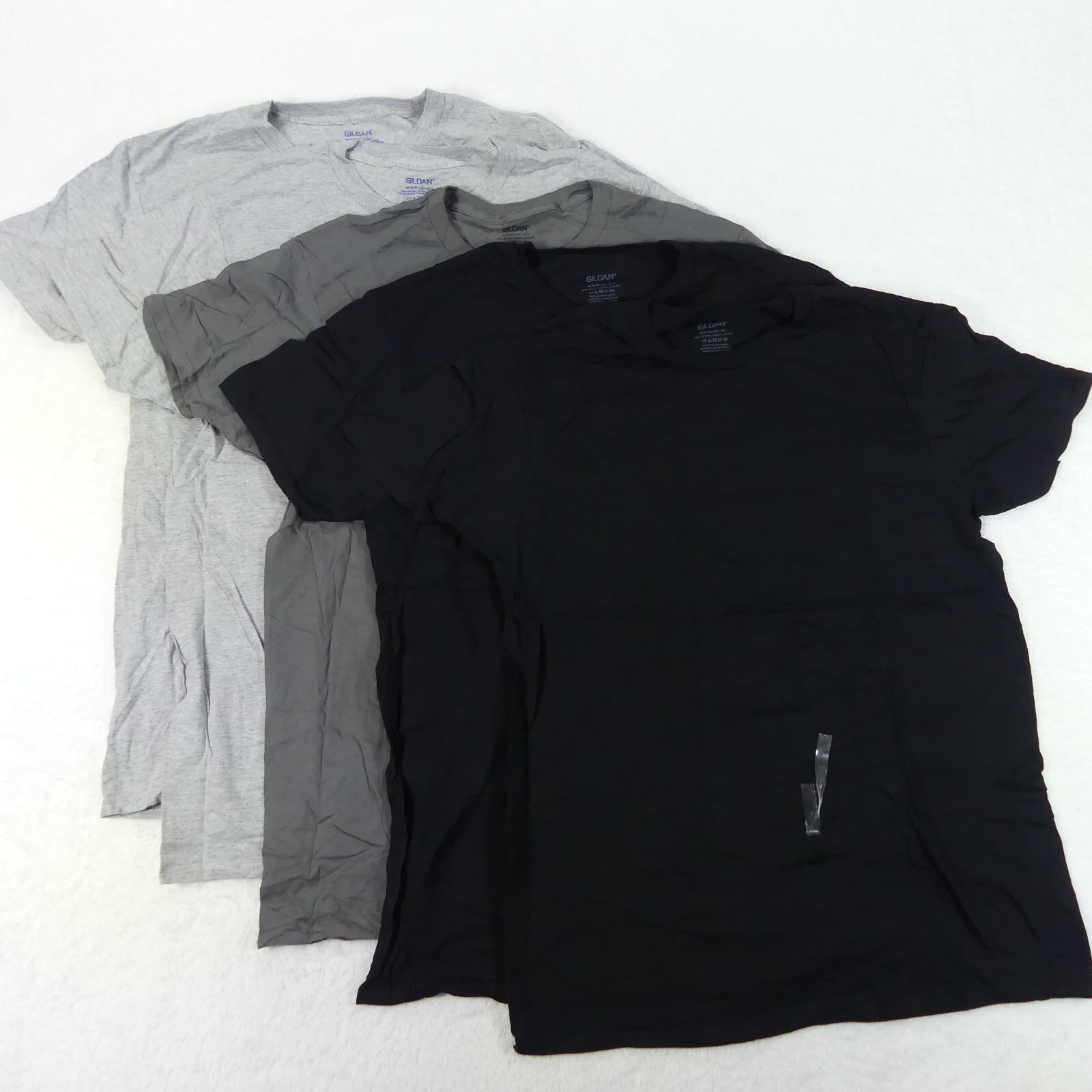 Gildan Shirts Mens Medium 38/40 Black Gray Short Sleeve Cotton Blend Set Of 5