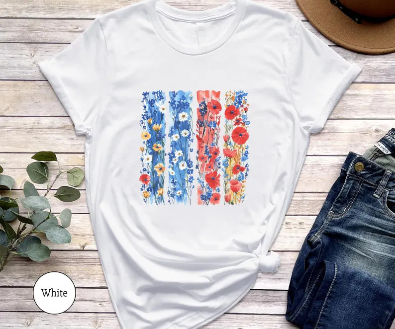 Watercolor Flower Comfort Tee Aesthetic Floral Design Soft Casual Shirt Gift