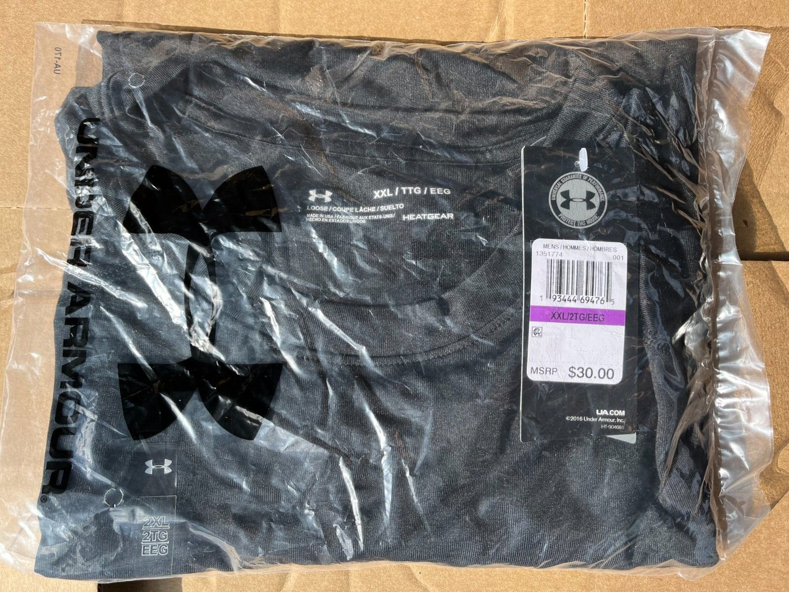 Under Armour USA MADE Black Tac Tech Polyester Tactical T-Shirt 1351774