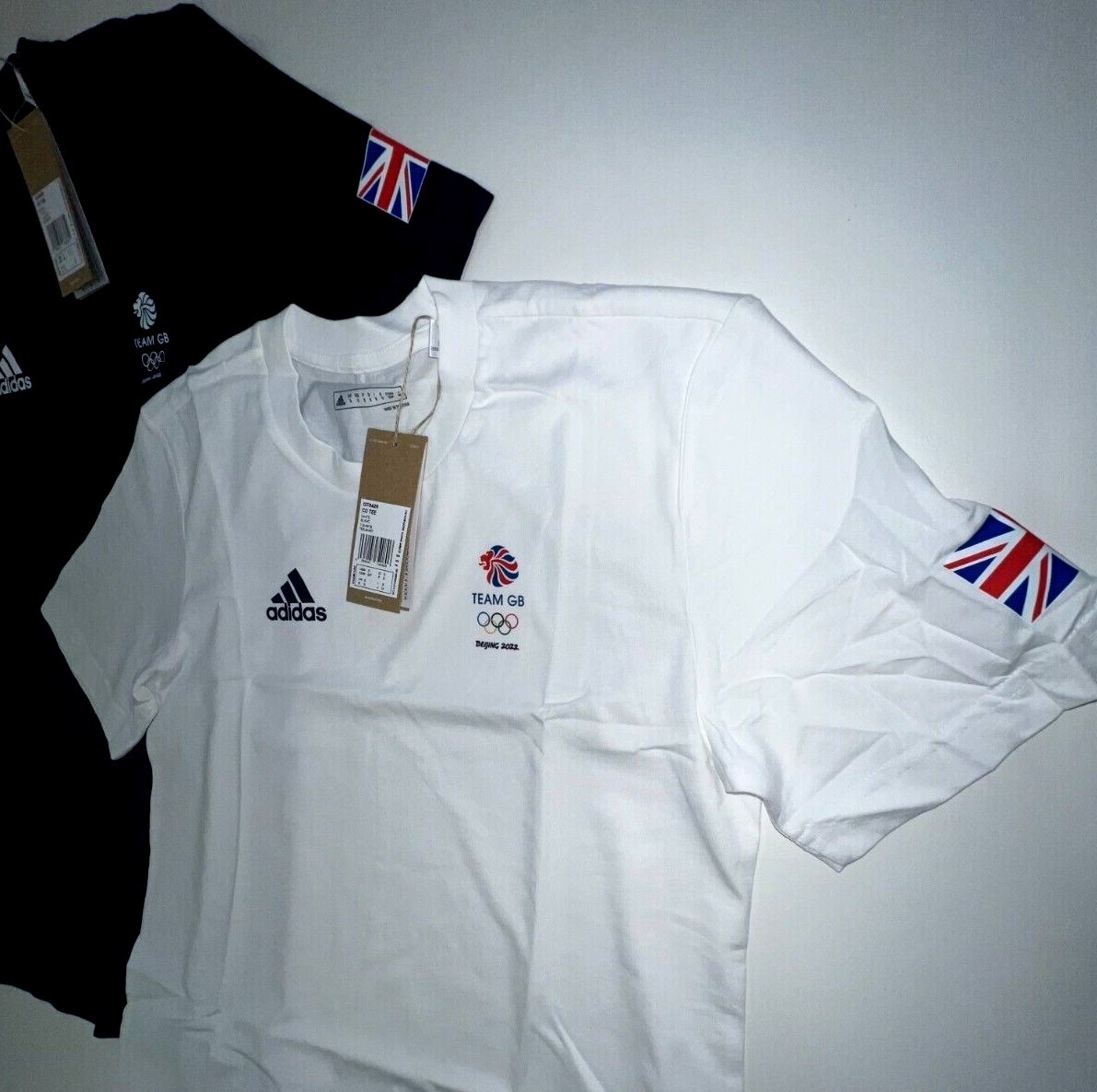 Adidas Training Shirt Team GB Olympic 100% Cotton White Blue XS S M L XL 2XL 3XL