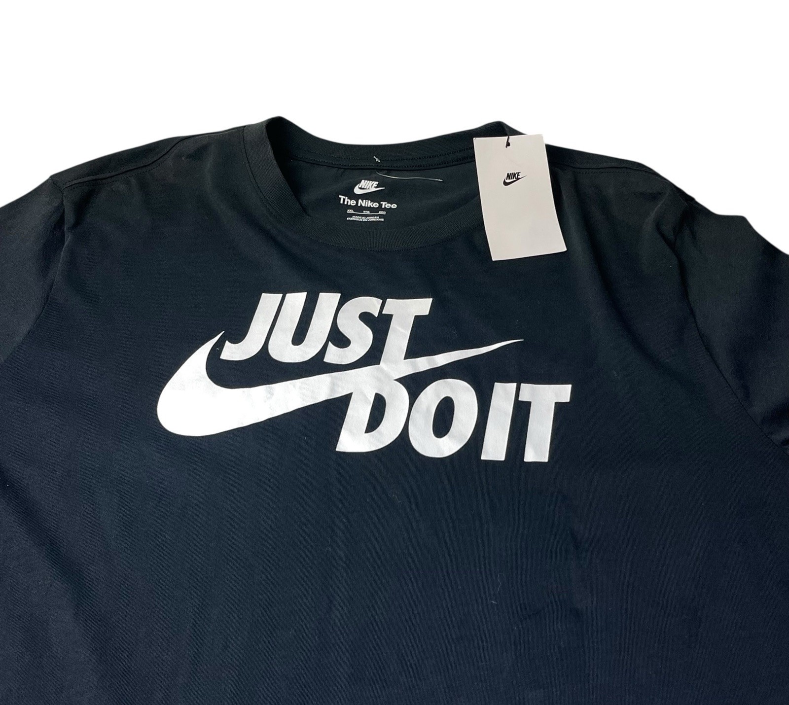 NIKE BLACK ATHLETIC T-SHIRT “JUST DO IT” SWOOSH WHITE AR5006-011 Men’s XXL NEW