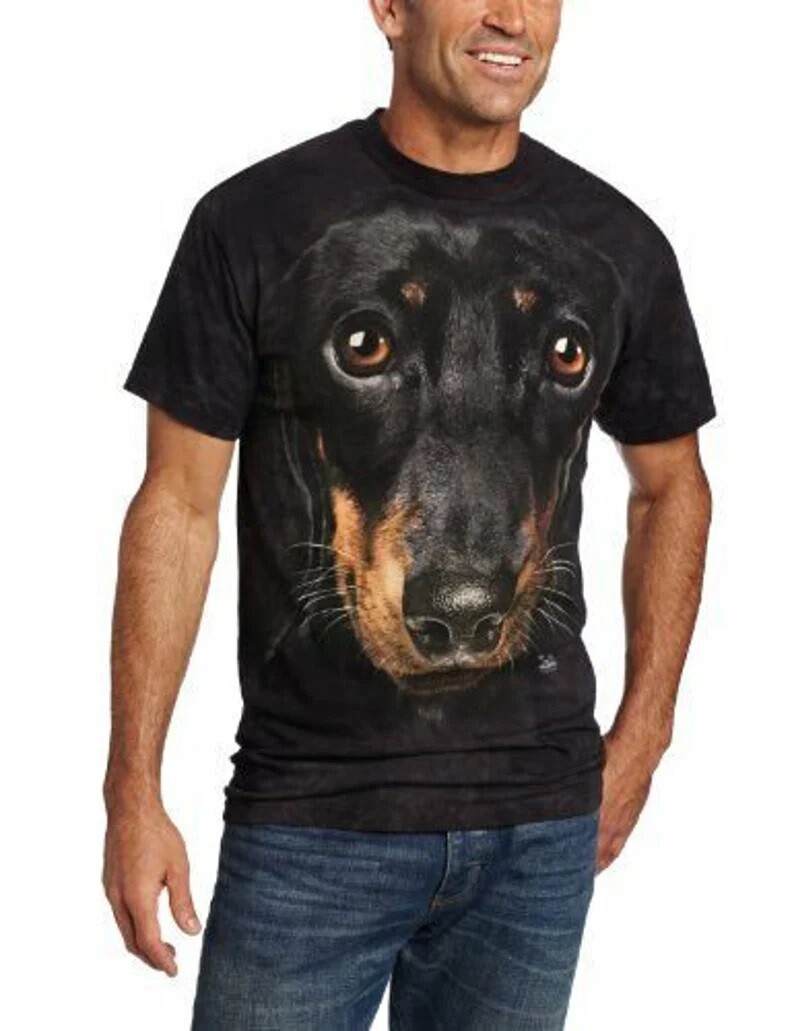 Dachshund Dog Cute Dogs Puppy The Mountain Black Animal Adult T-Shirt S-3X